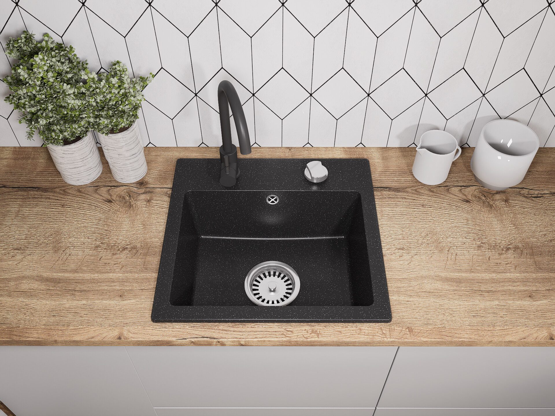 Faizee Home Granitspüle Faizee Home, Granitspüle Compact 44×41,5 cm – Küchenspüle Spülbecken