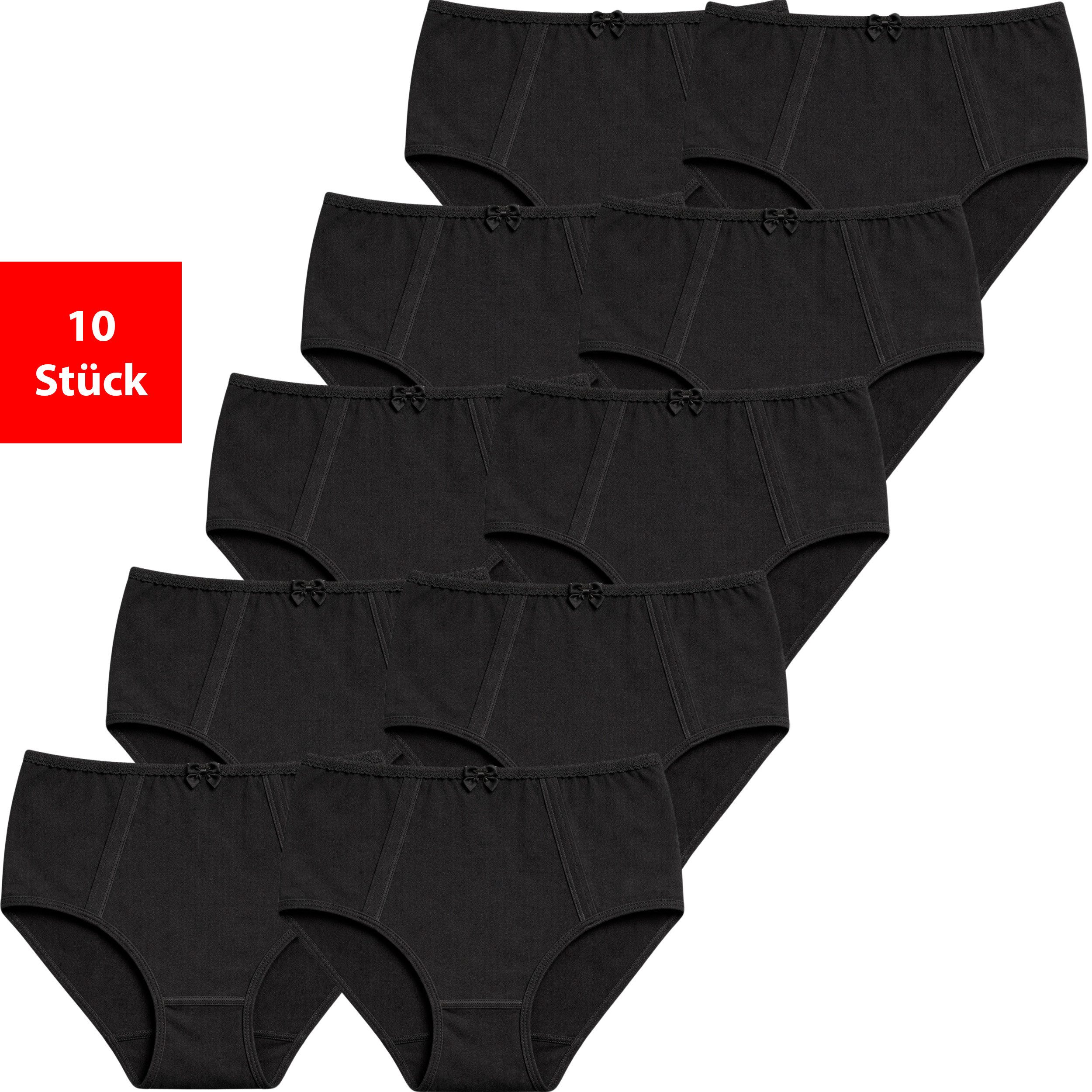Fashionschmiede Taillenslip Taillenslip Damen Baumwolle Stretch 5er & 10er Pack Maxislip (Set, 10-St., 10er-Pack) Hoher Baumwollanteil, elastisch, weich & atmungsaktiv