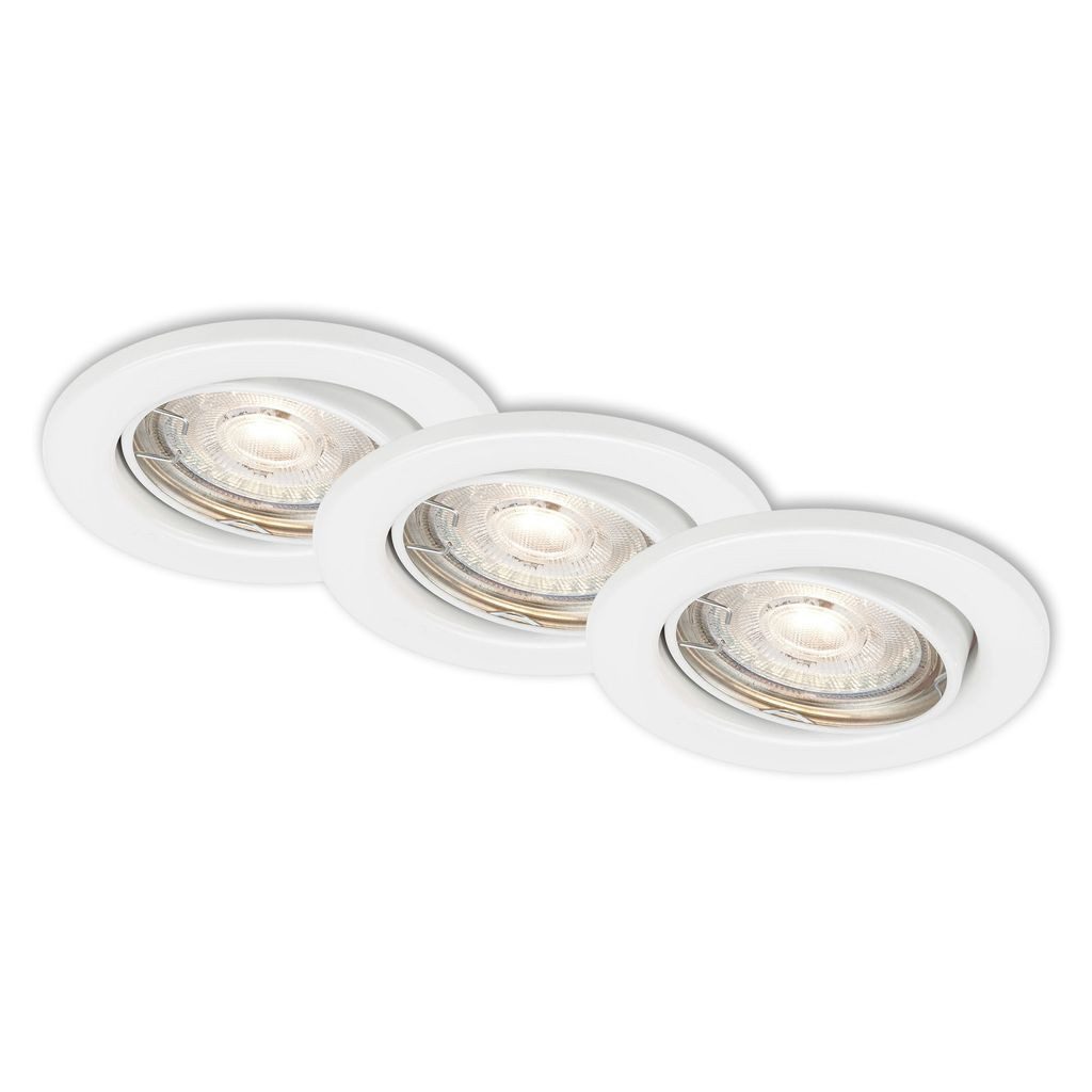 Briloner Leuchten LED Einbaustrahler 7050036, Dimmfunktion, LED wechselbar, 2700K - Extra-Warmweiß, Einbauleuchte 3er SET schwenkbar IP23 Ø 8,6cm