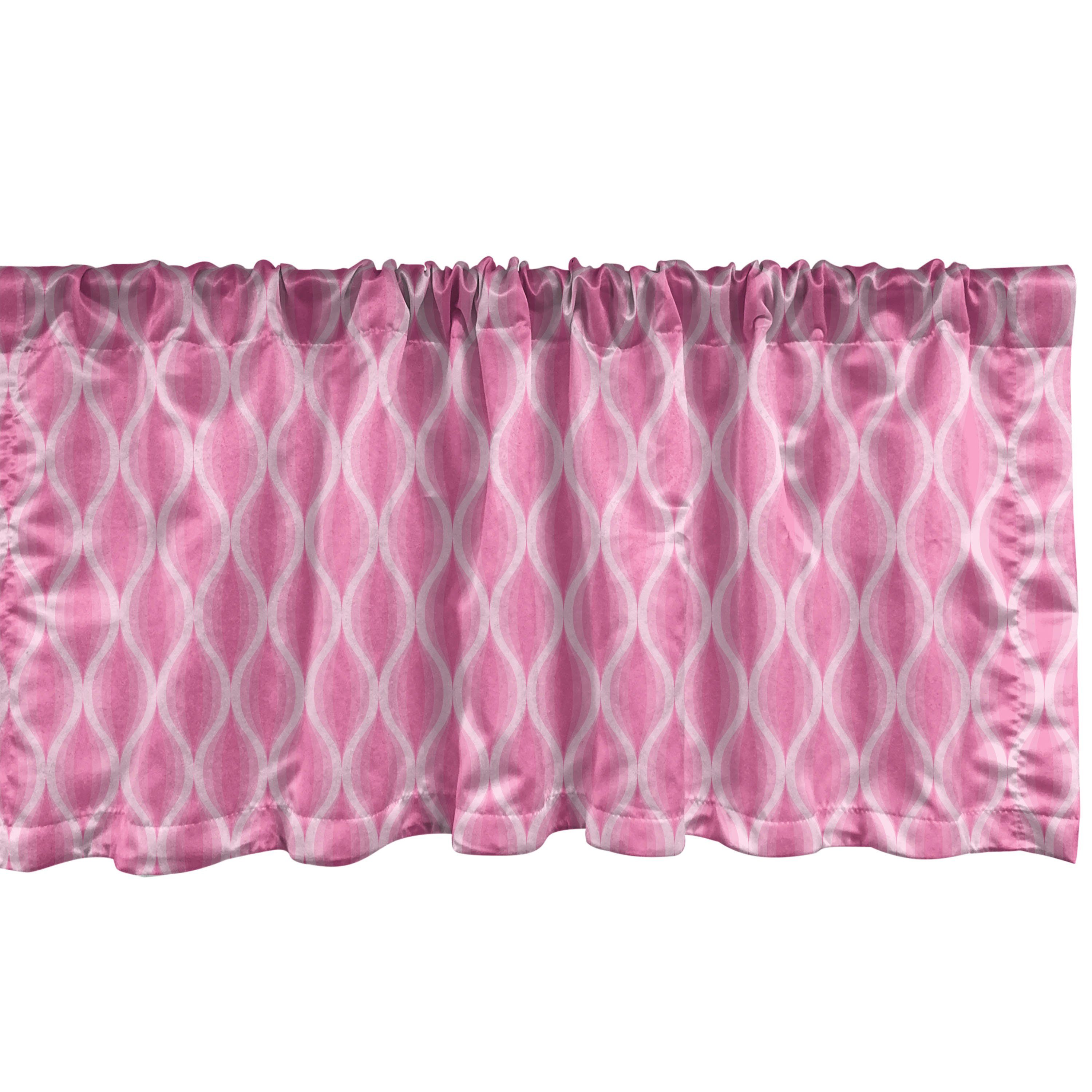 Scheibengardine Vorhang Volant für Küche Schlafzimmer Dekor mit Stangentasche, Abakuhaus, Microfaser, Pink und Weiß Pastel Ogee Linie