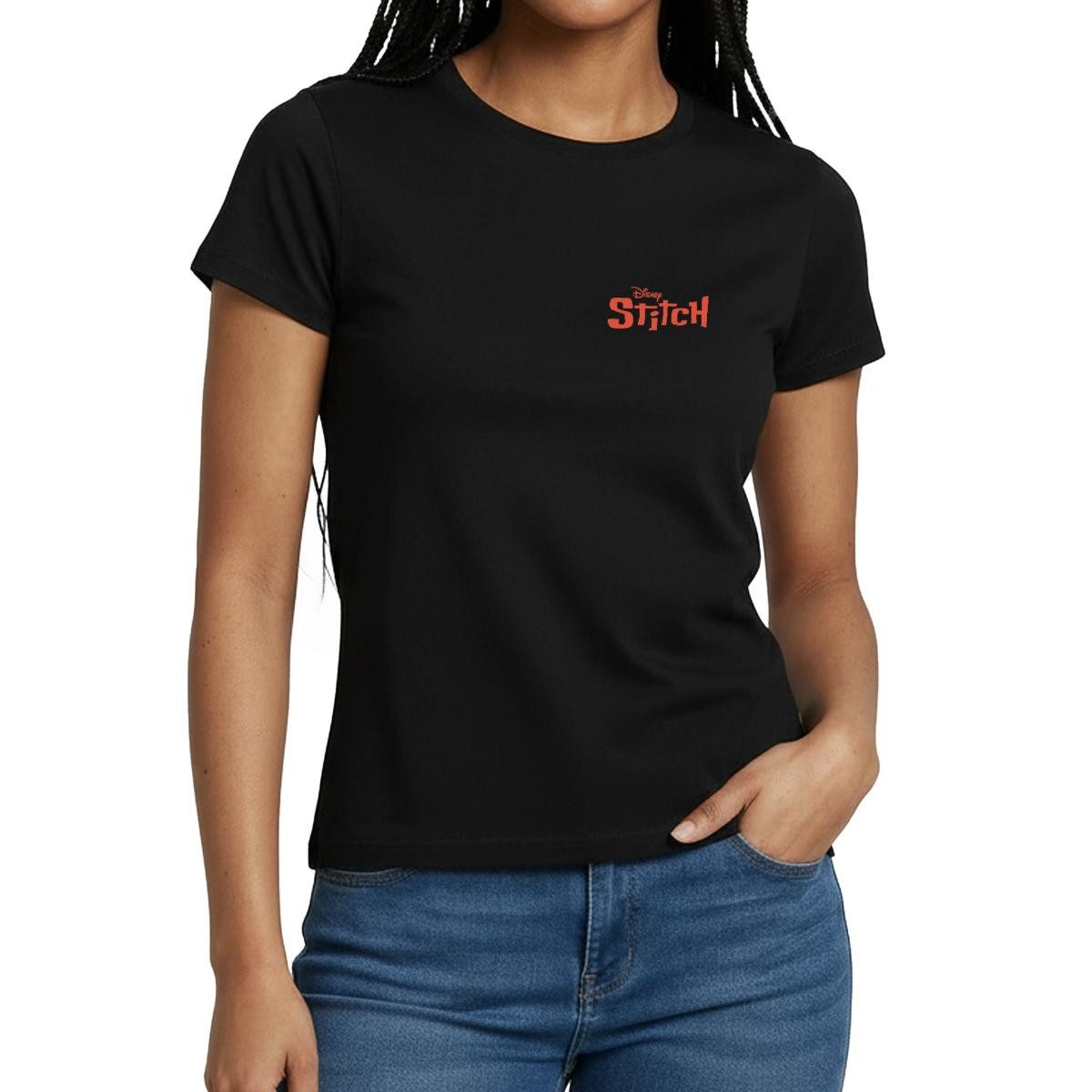 Spreadshirt T-Shirt Lilo & Stitch, Stitch Mit Surfbrett Frauen T-Shirt (1-tlg) Slim Fit, fällt klein aus
