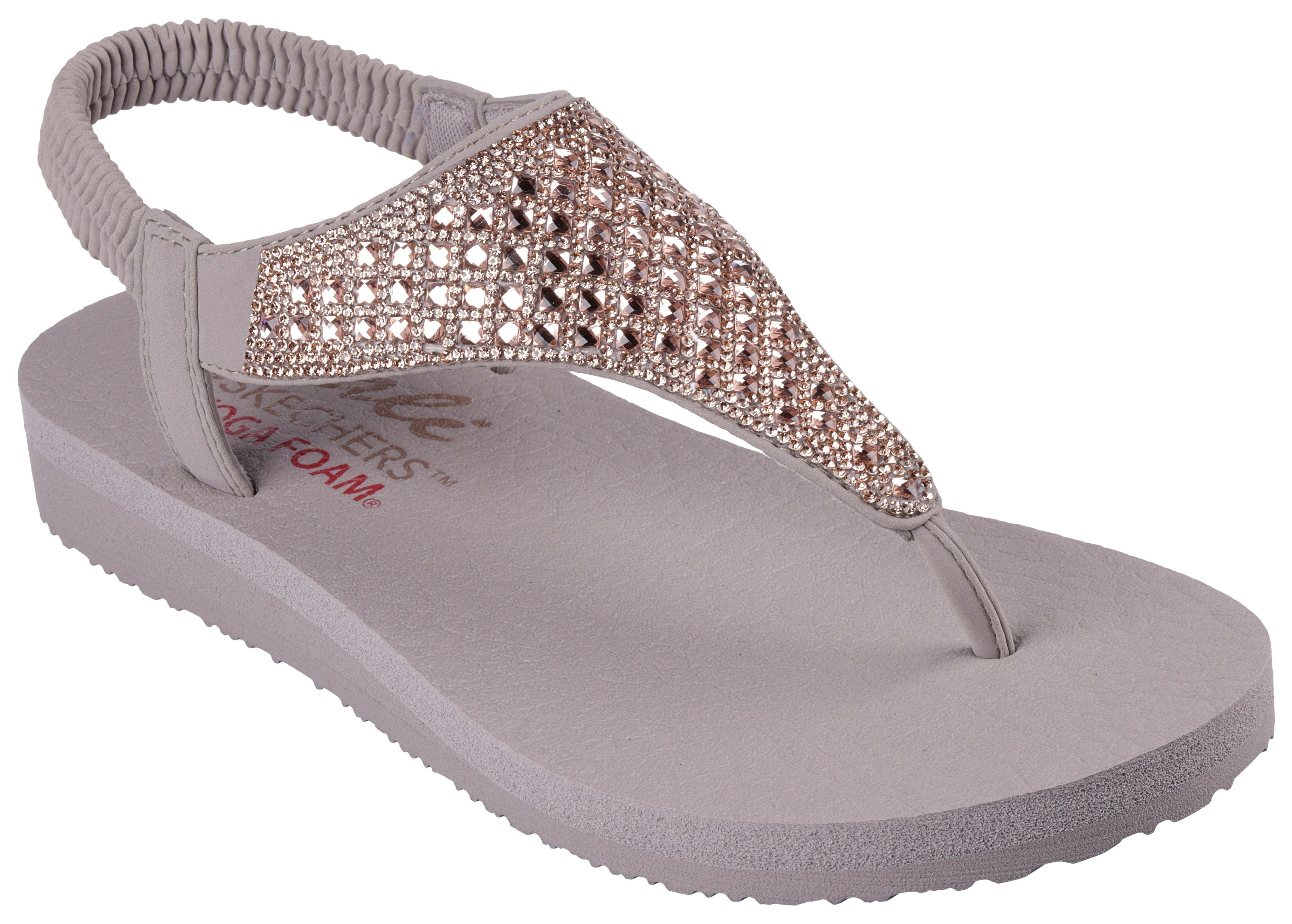 Skechers MEDITATION-ROCKSTAR Sandale, Sommerschuh, Sandalette, Riemchensandale, mit Glitzersteinen