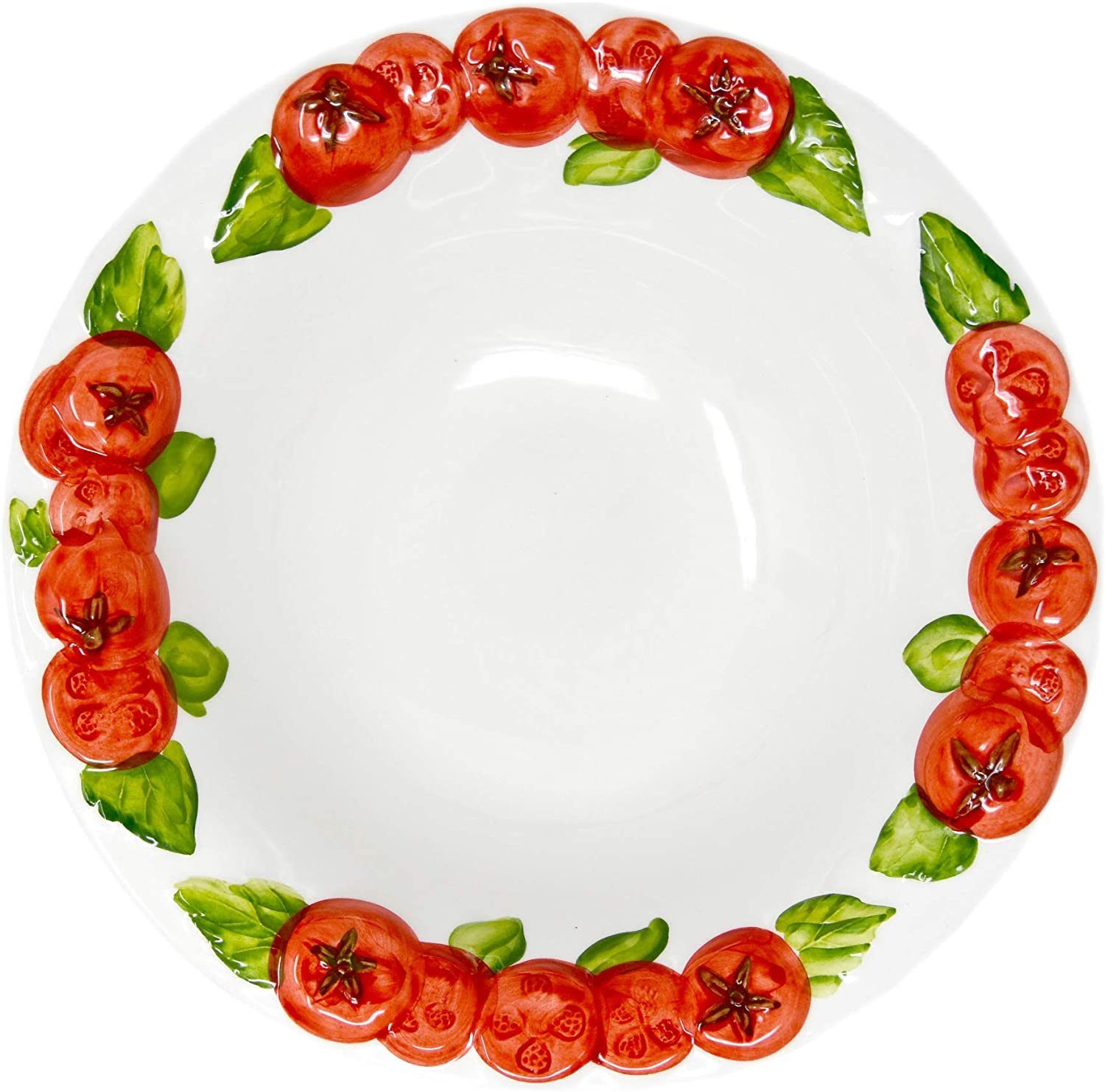 Lashuma Salatschüssel Tomate, Keramik, (1-tlg), Tiefe Pastaschale mit Relief Dekor 27 cm Ø