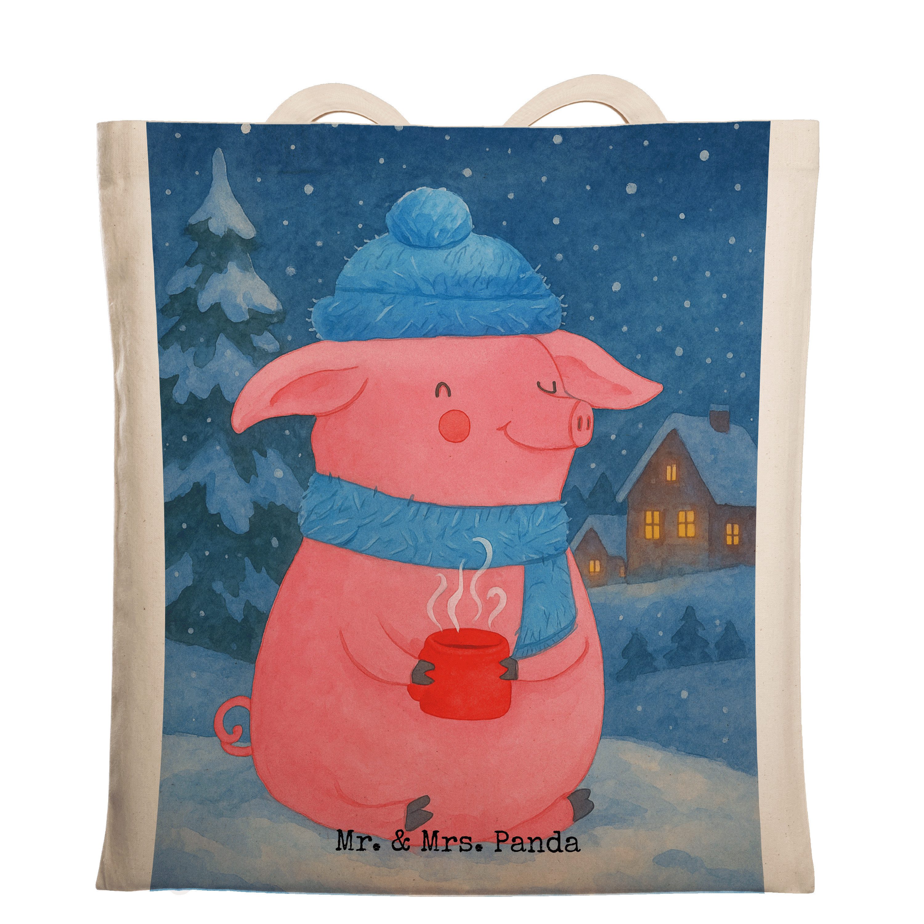 Tragetasche Schwein Glühwein Design, Beutel, Weiß, Laptoptasche, Weihnachtsmarkt