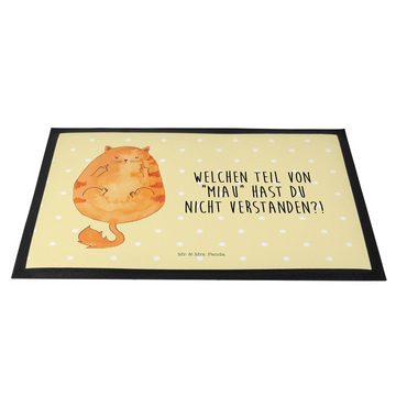 Fußmatte Katze Mittelfinger - Gelb Pastell - Geschenk, Türmatte, Tiger, Kater, Mr. & Mrs. Panda, Höhe: 0.6 mm