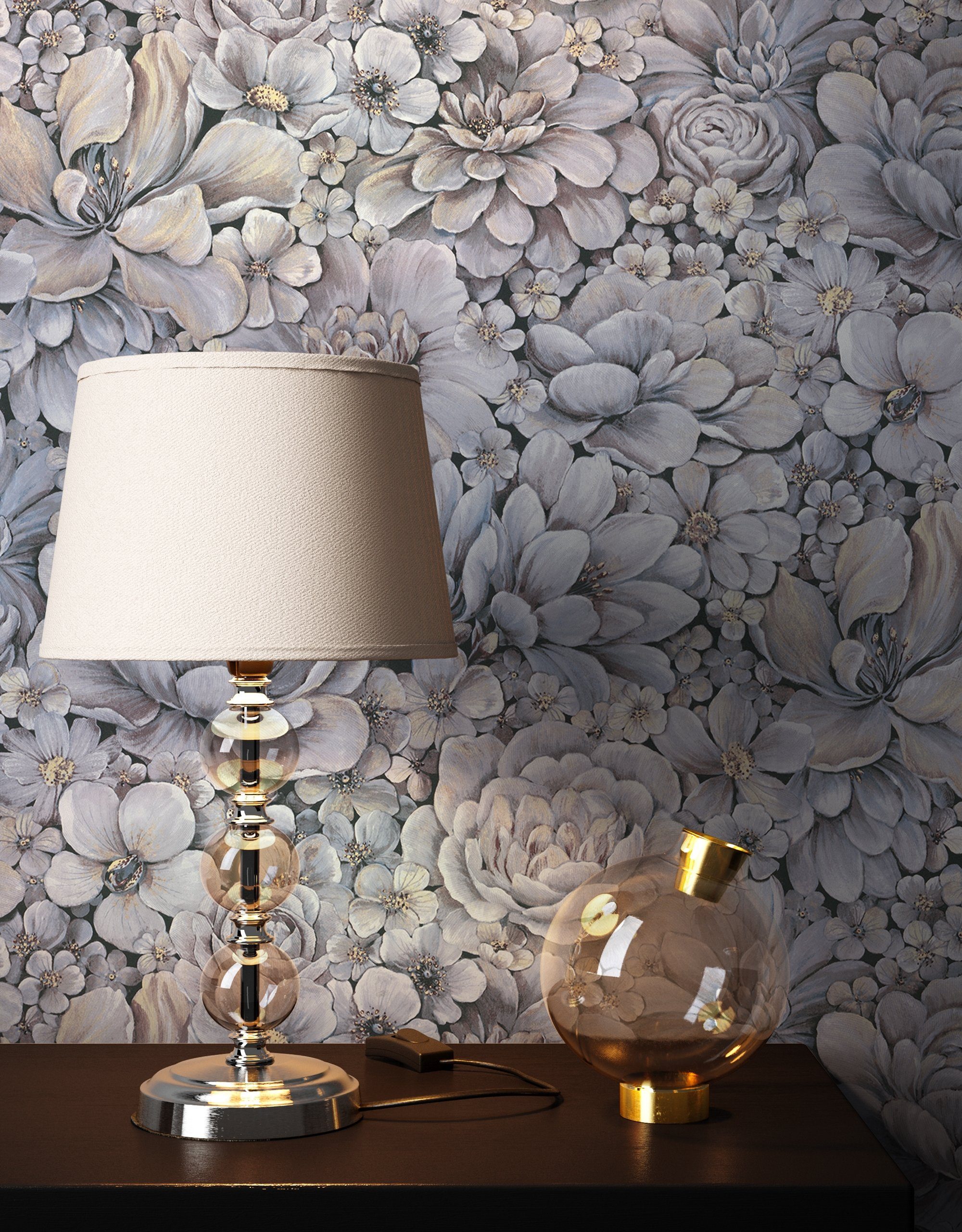Newroom Vliestapete, Blau Tapete Floral Blumen günstig online kaufen