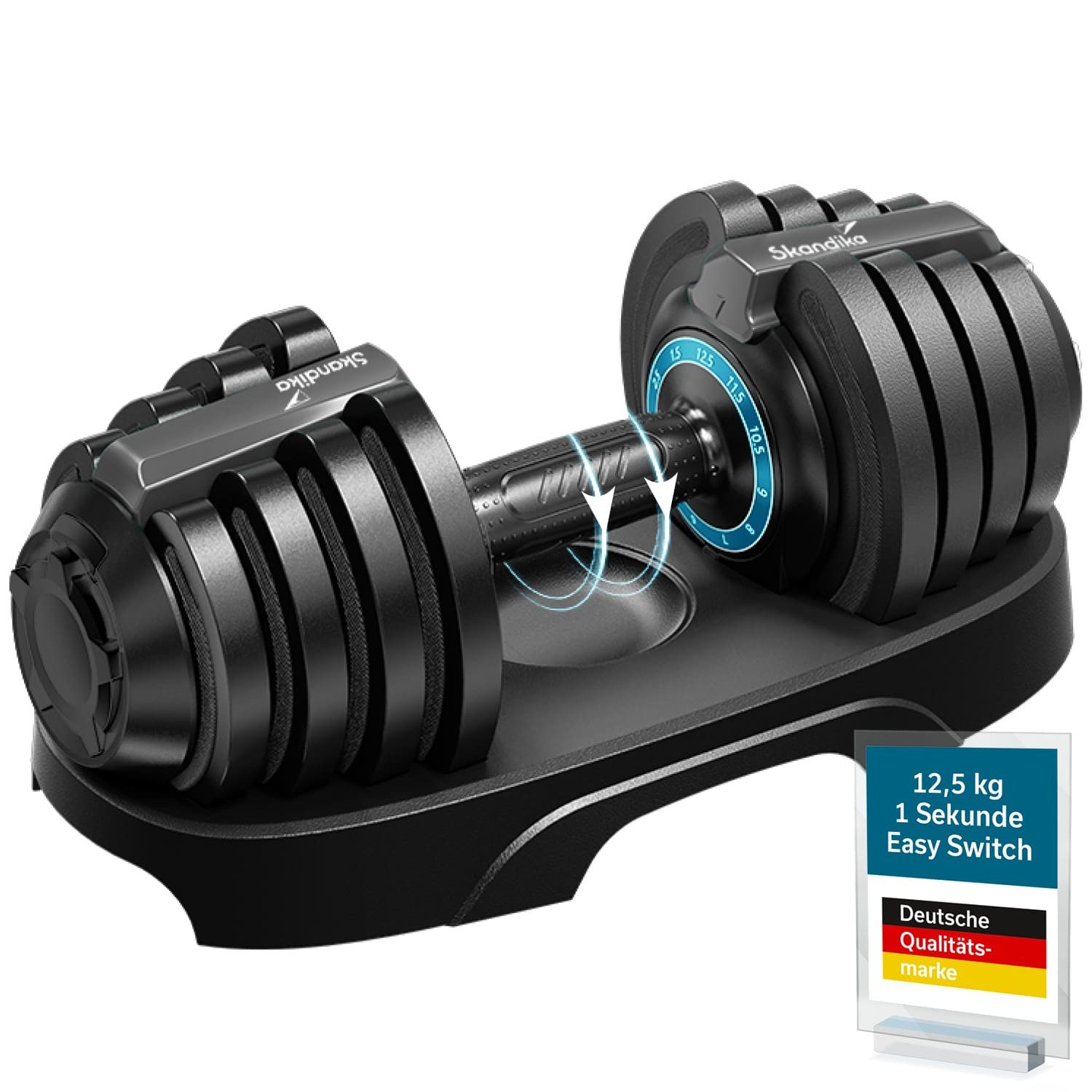 Skandika Hantel verstellbar, Paino, 11 Stufen, 1,5 bis 12,5 kg, All-in-One Design, (Für Einsteiger und Fortgeschrittene), Schneller Gewichte Wechsel, Kompakt, Verstellbare Hanteln für Zuhause
