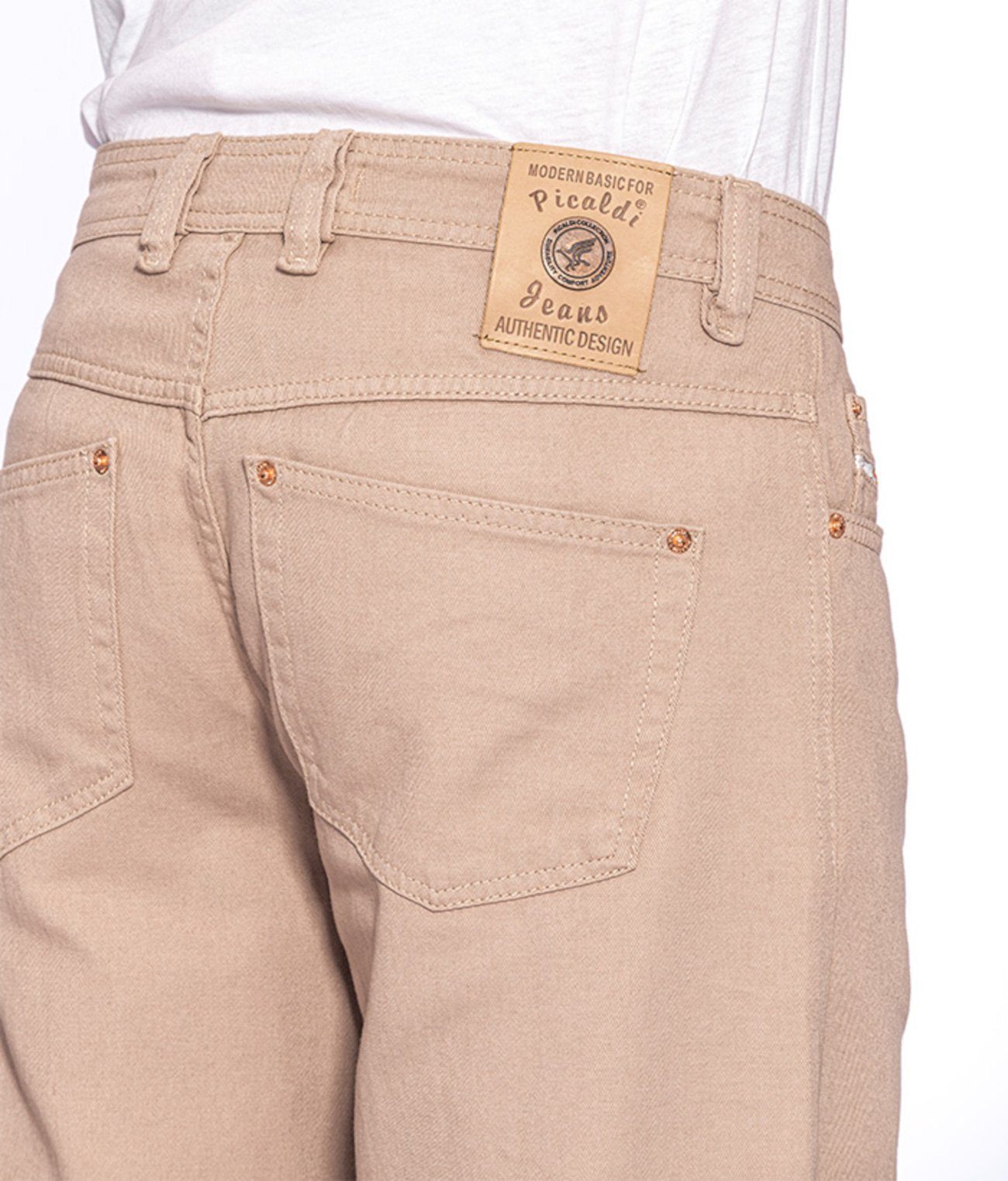 Tapered-fit-Jeans Zicco Fit, Sommerhose, Relaxed 472 Beige Jeans PICALDI Freizeithose Fit, Gabardine Loose