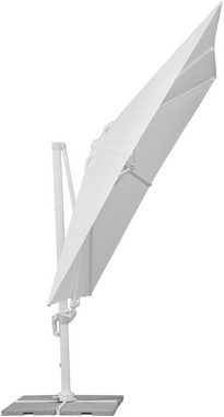 Schneider Schirme Ampelschirm Rhodos Twist Bianco, LxB: 300x300 cm, mit Schutzhülle und Schirmständer, ohne Wegeplatten