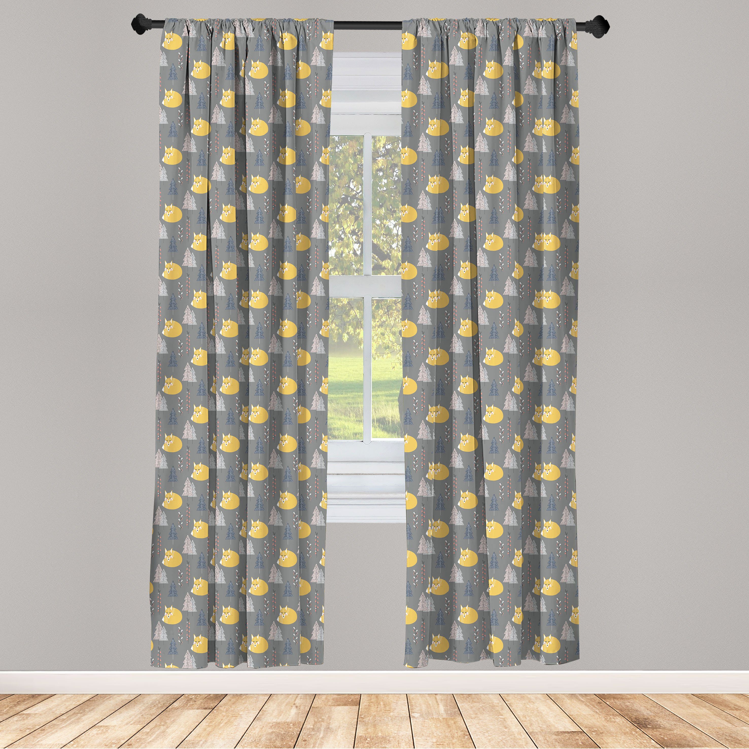 Gardine Vorhang für Wohnzimmer Schlafzimmer Dekor, Abakuhaus, Microfaser, Fuchs Scandinavian Inspired Spruces