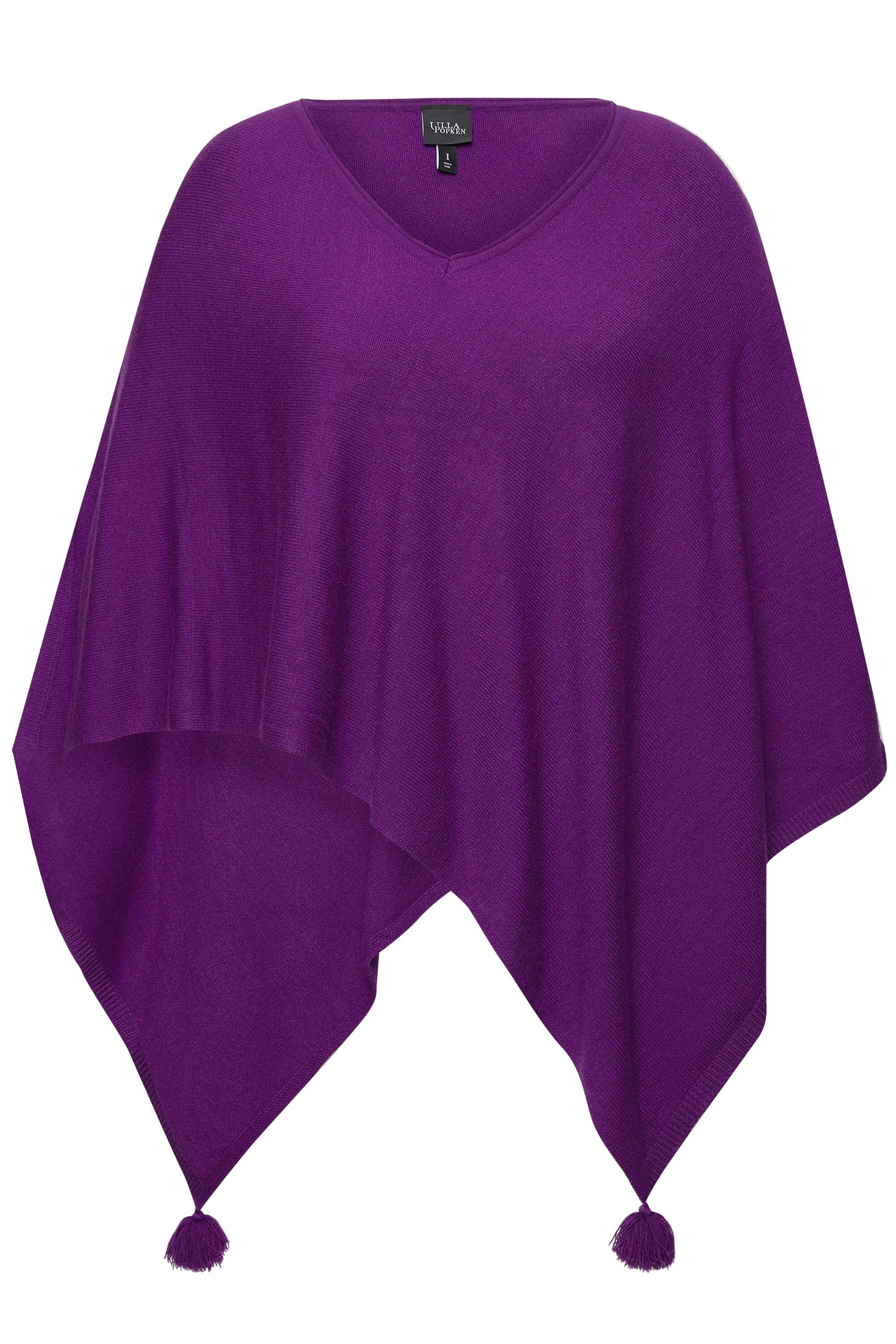 Ulla Popken Strickpullover Strick-Poncho Zipfelsaum Quaste günstig online kaufen