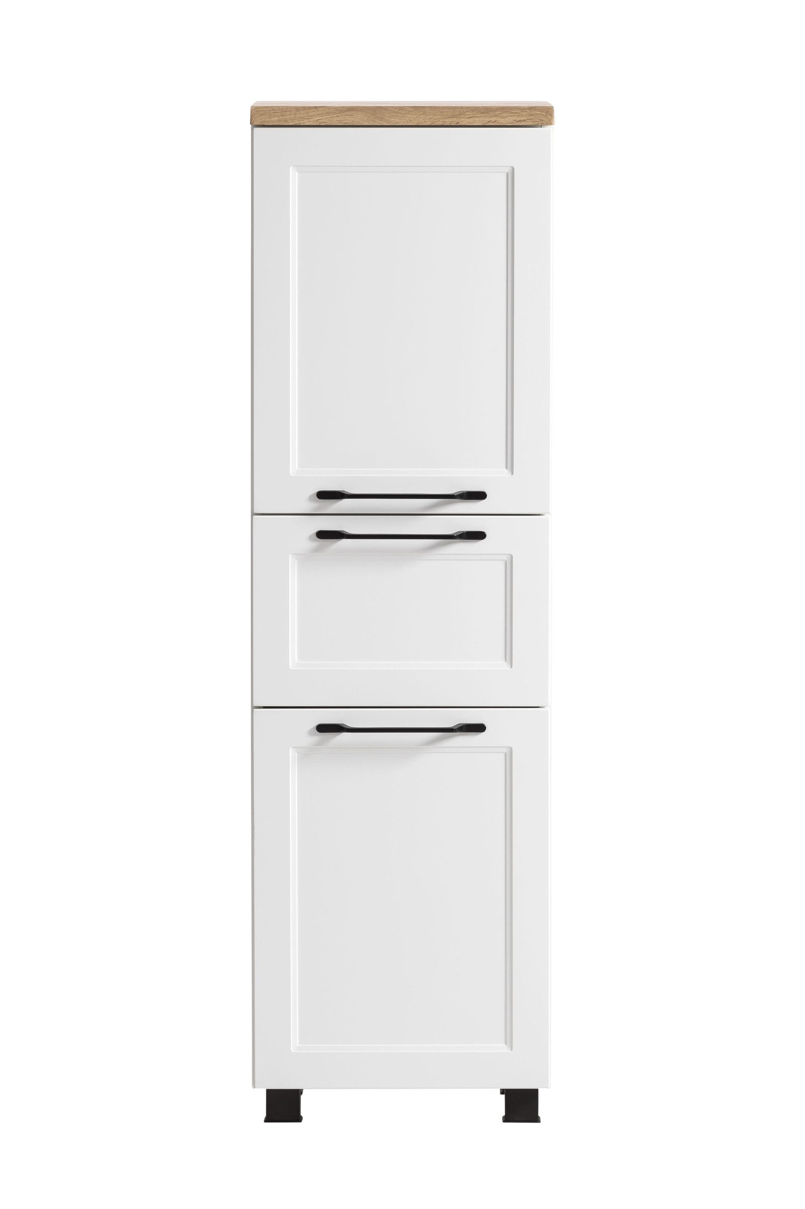 HELD MÖBEL Midischrank in weiß, Wotaneiche, MDF - 40x130x35cm (BxHxT)