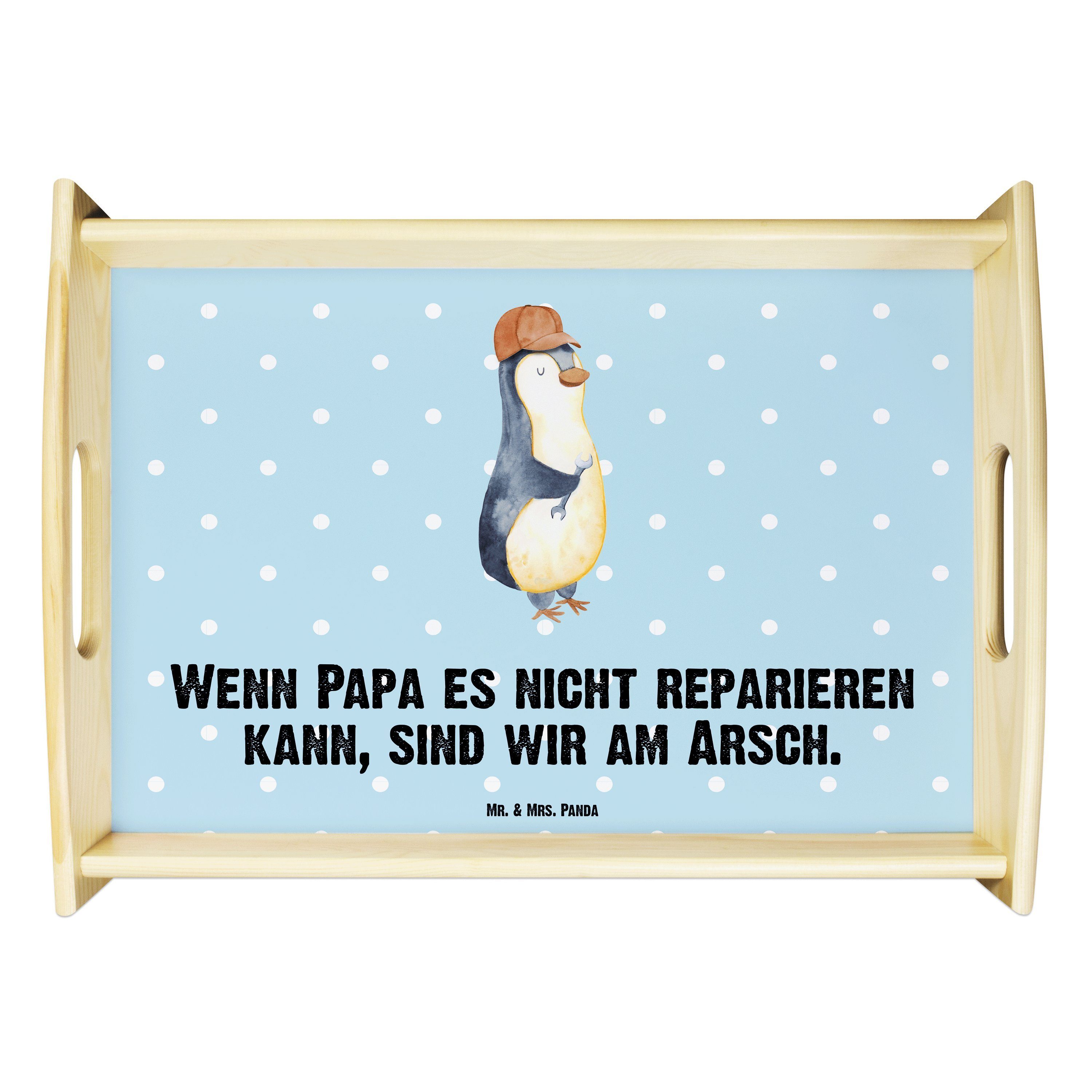 (1-tlg) reparieren lasiert, Tablett Wenn Papa - Panda Blau & wir Arsch Echtholz kann, Mr. nicht Pastell, Mrs. am sind es