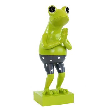 colourliving Tierfigur Frosch Dekofigur lustiger Badefrosch 30 cm grün Gartenfigur Frosch, handbemalt, lustiges Erscheinungsbild, 4 Filzplättchen