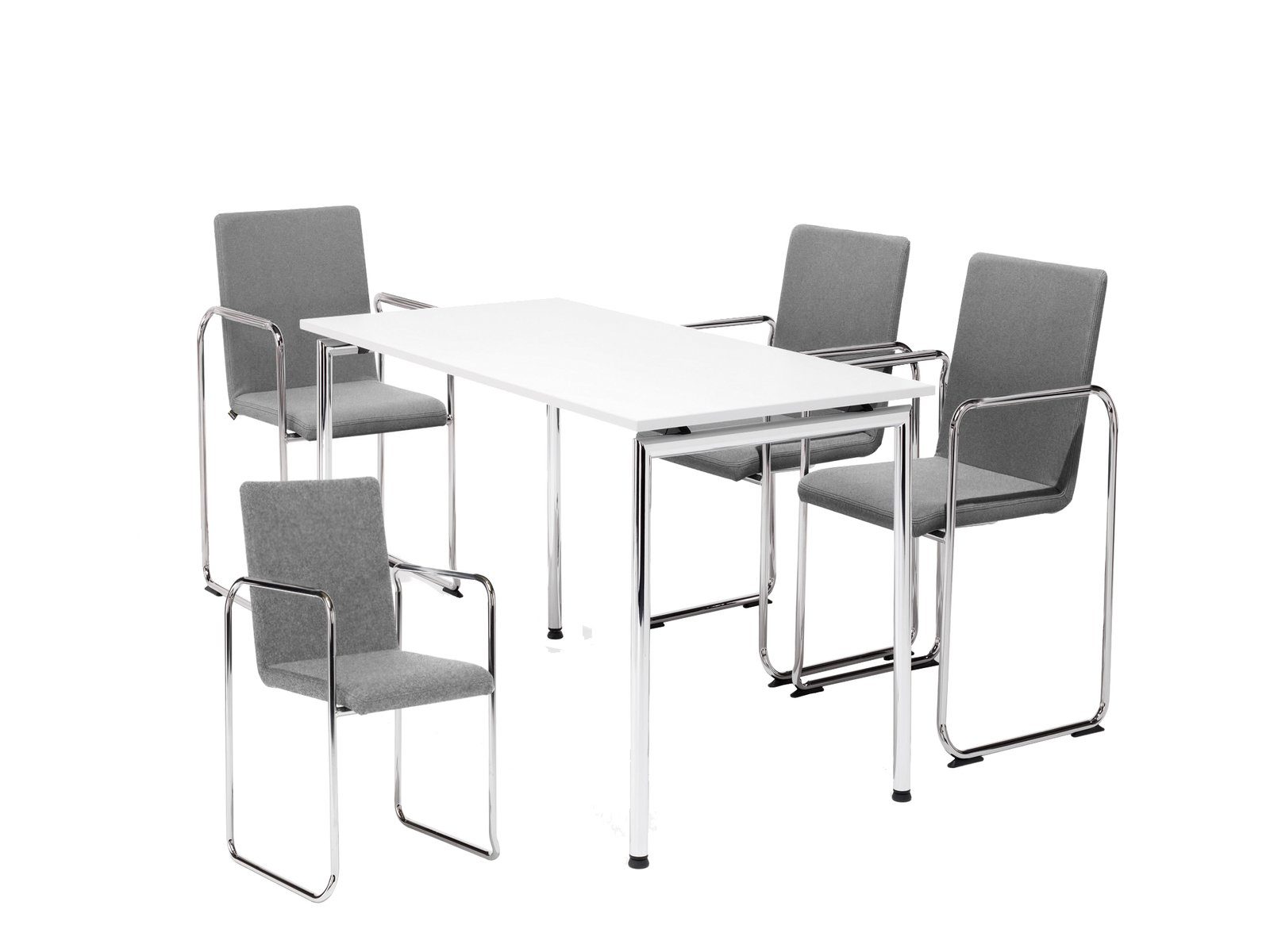 Weiß Konferenztisch, moderner Mauser SET Besprechungstisch 140x70cm Konferenzraum Sitzkultur Büro-tisch