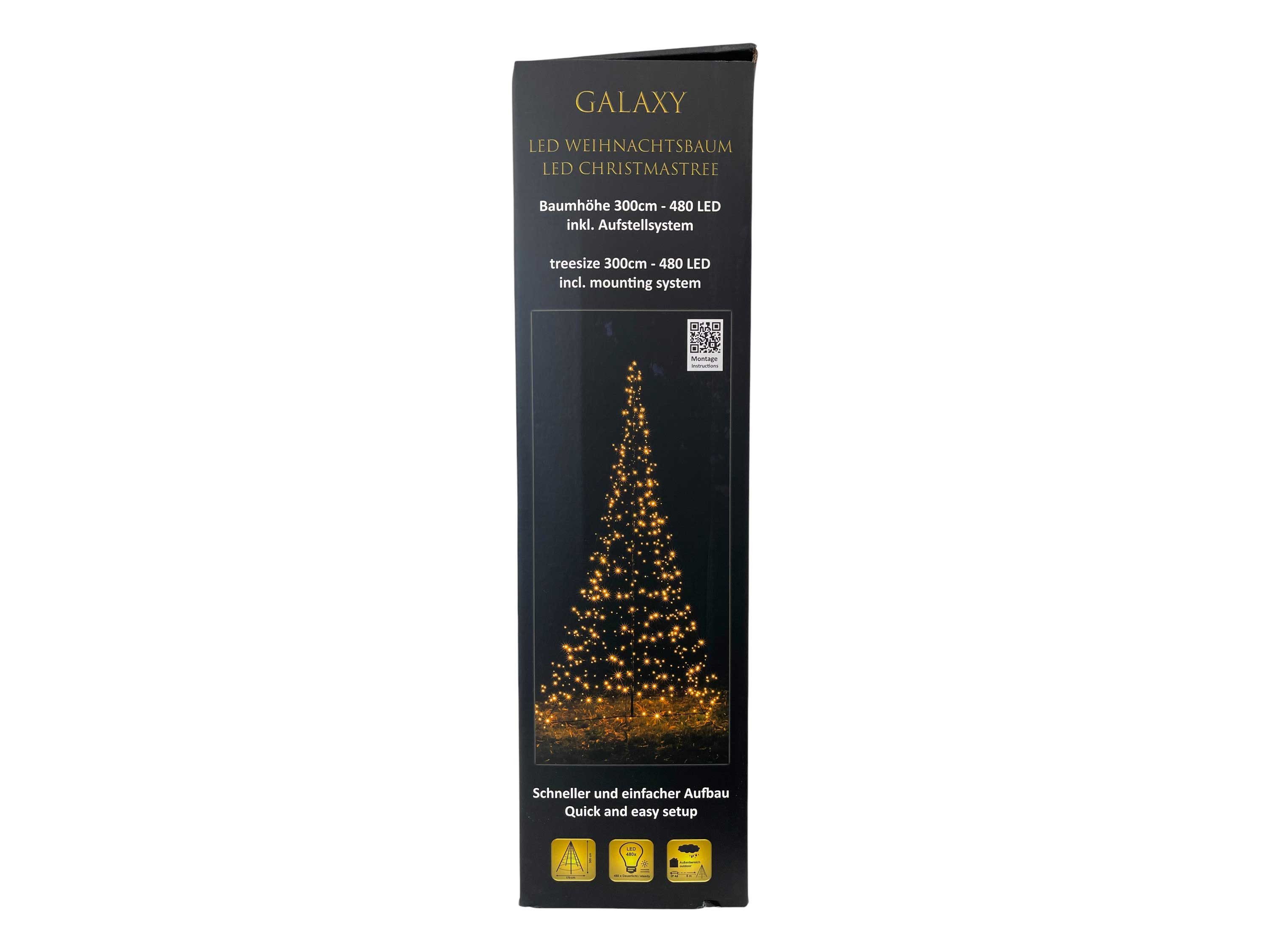F-H-S International LED-Lichterkette Galaxy, 300cm Metallgestell 480cm warmweiß Weihnachtsbaum