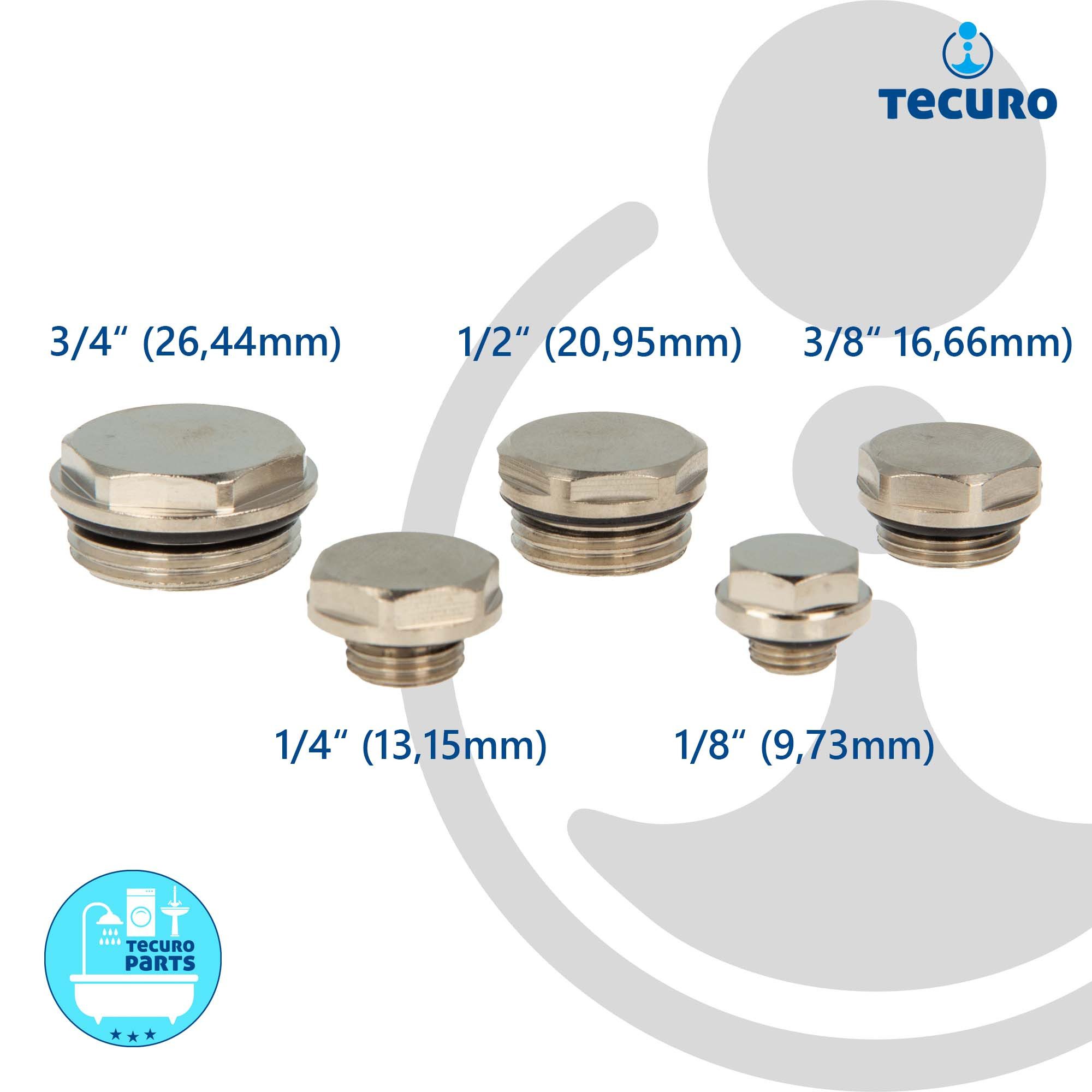 tecuro Verschlussstopfen Blindstopfen (2 Stück), Verschlussstopfen 1/4 Zoll - selbstdichtend