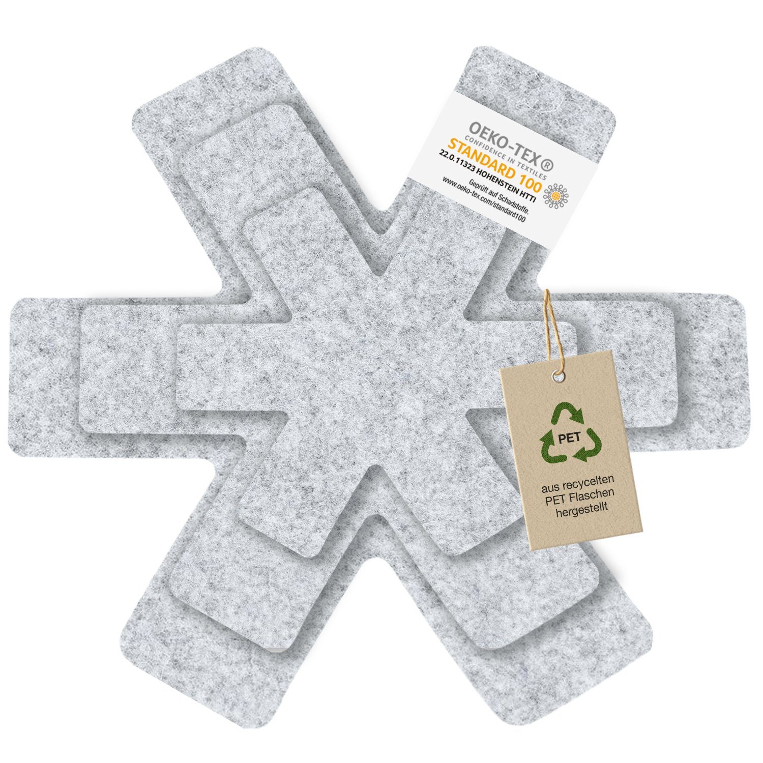Miqio Pfannenschoner 6 erSet Stapelschutz 6 Pfannenschoner 2x Ø38 cm,Ø 35cm,Ø 26 cm, Zubehör für Schutz für alle Pfannenarten, 6-tlg., Schadstoffgeprüft. Ökotex – Bild 5 von 5