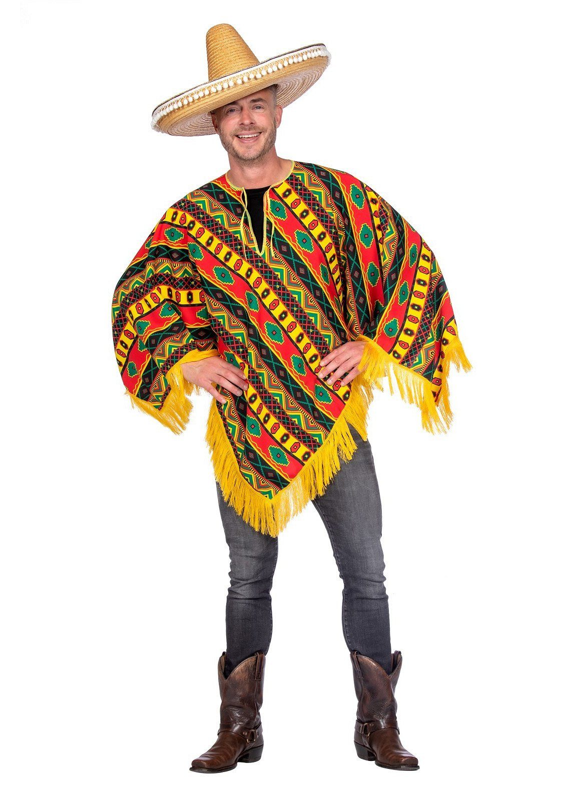 Metamorph Kostüm Sierra Poncho - buntes Faschings Karnevals Kostüm, Ein Cap günstig online kaufen