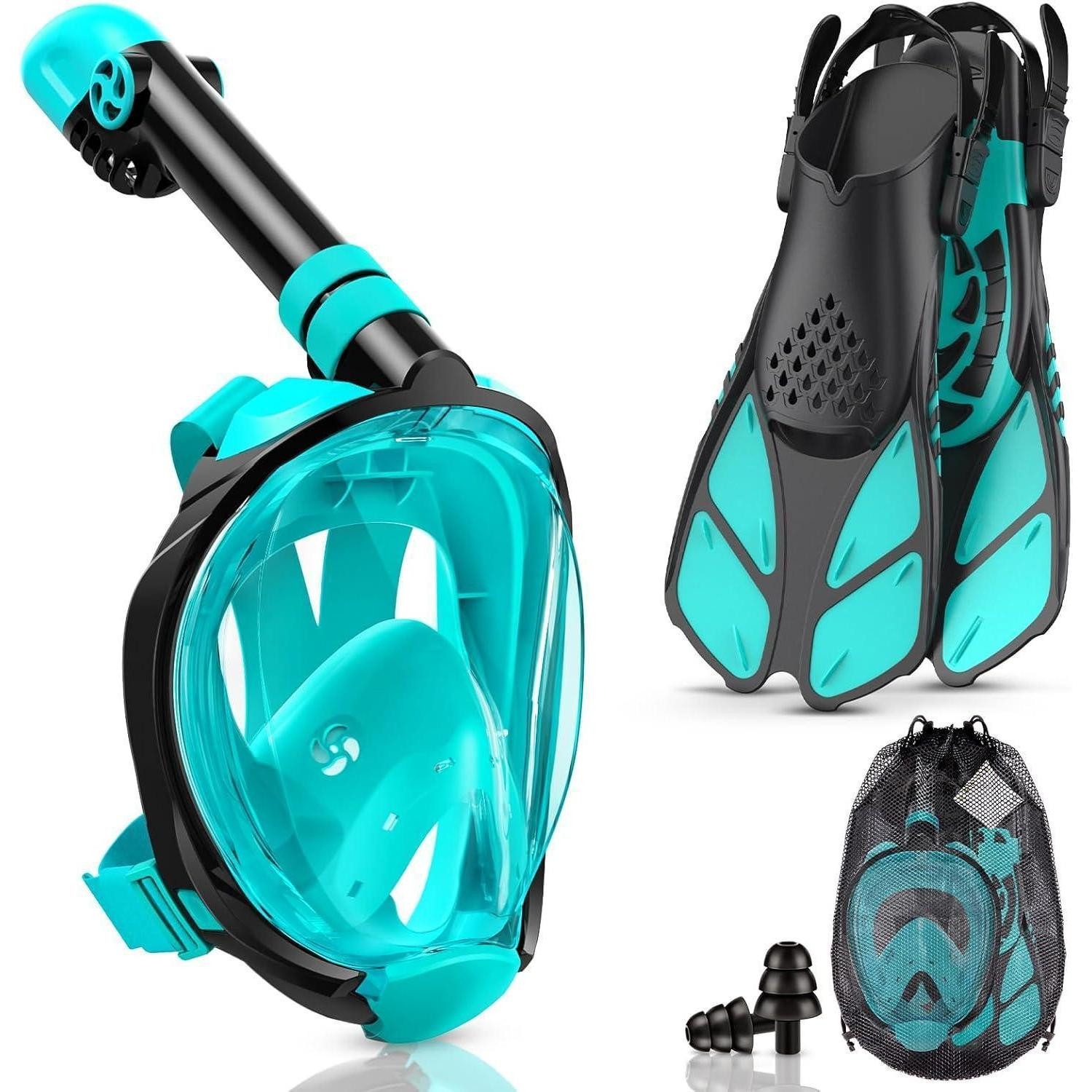 Tauchermaske Tauchmaske Schnorchelmaske 180 L XL maske+L XL Flossen Grün