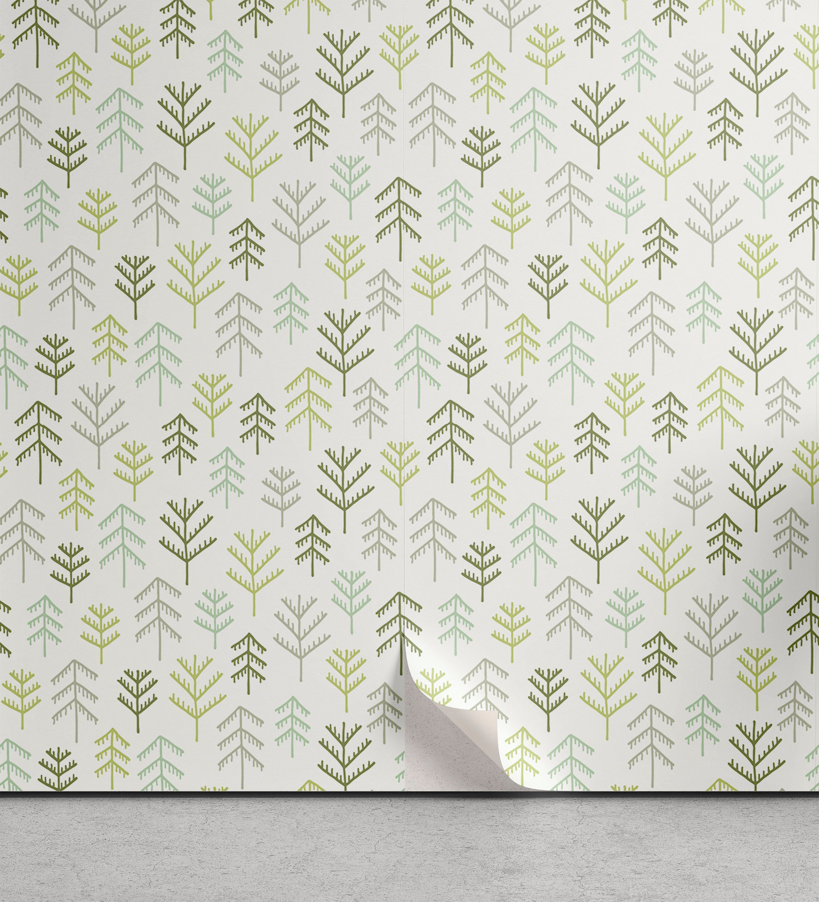 Abakuhaus Vinyltapete selbstklebendes Wohnzimmer Küchenakzent, Natur Übersichtliches Design Tannenbaum Kunst