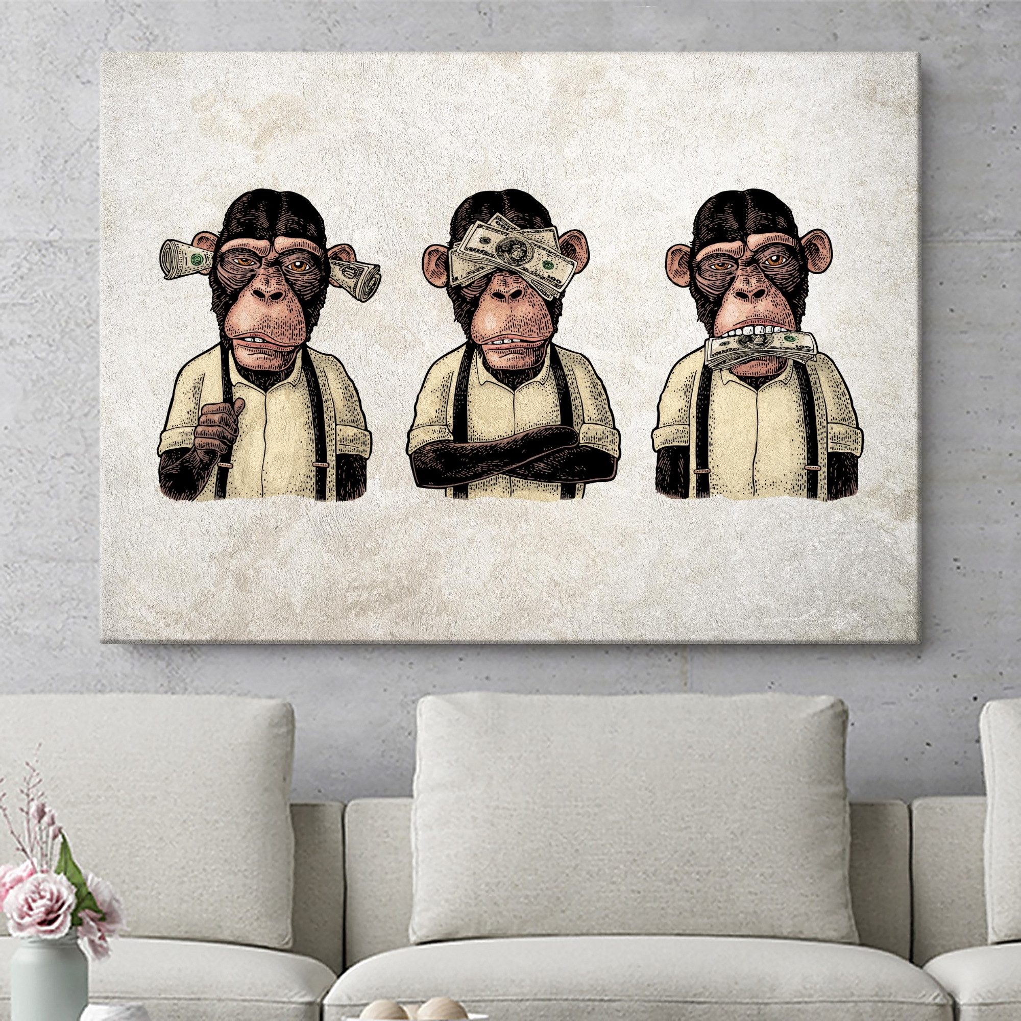 Leinwandbild Mo Money, Mo Monkeys, XXL Leinwand 120x80, Poster & Kunstdrucke