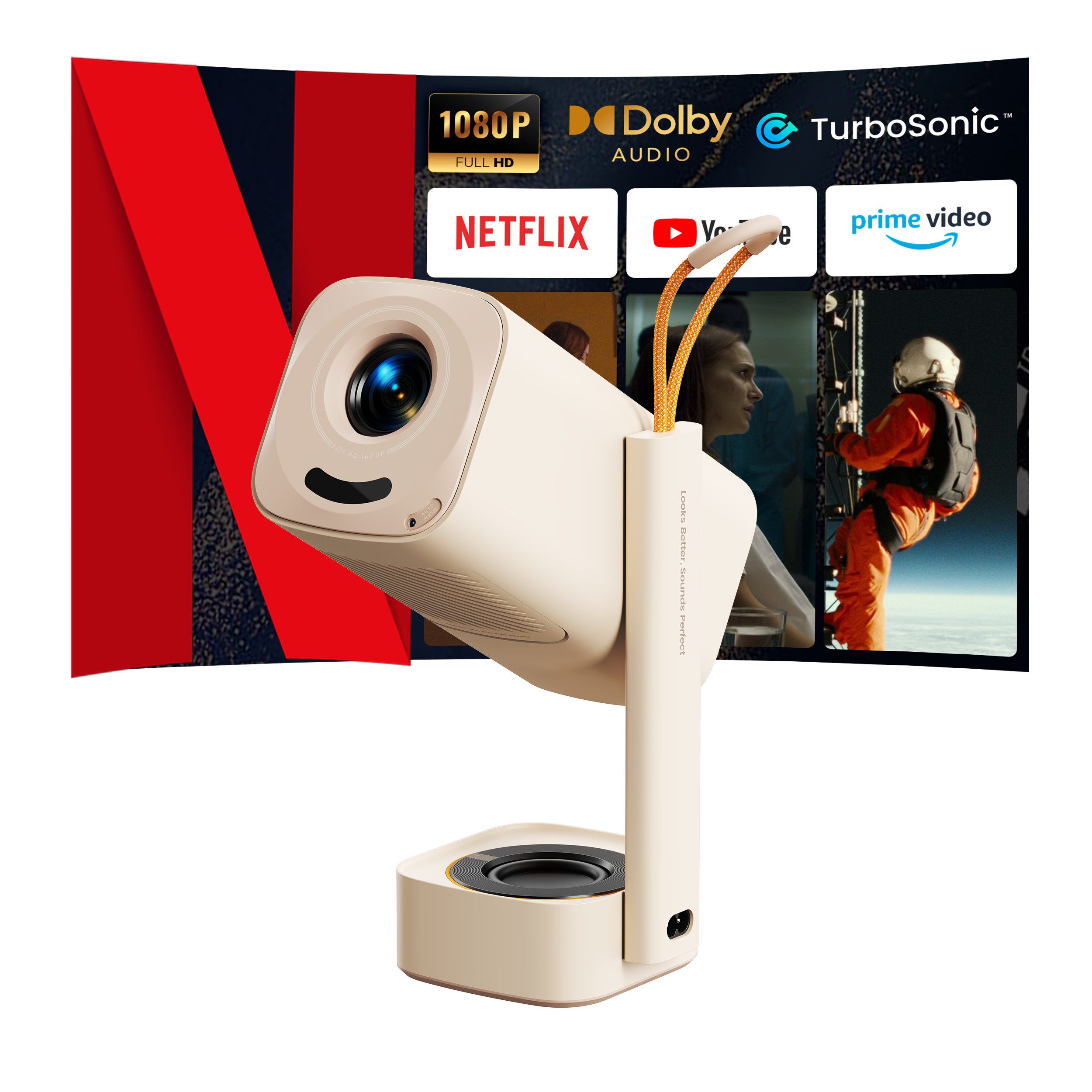Yaber PROJECTOR T1 Pro tragbarer Kinoprojektor 180° Drehung Beamer
