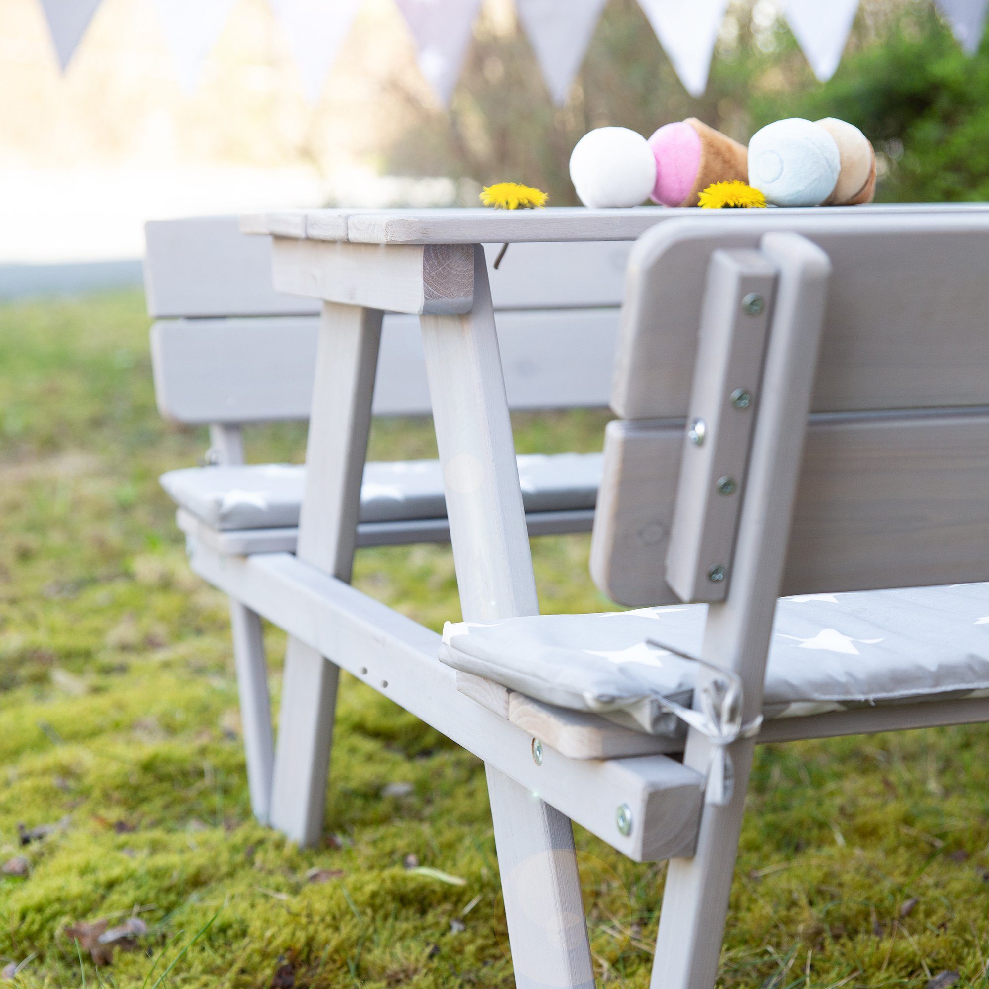 roba® Kindersitzgruppe Picknick (Set), for Lehne; +, 4 Â»Little StarsÂ« Grau, mit inklusive Outdoor Sitzauflagen