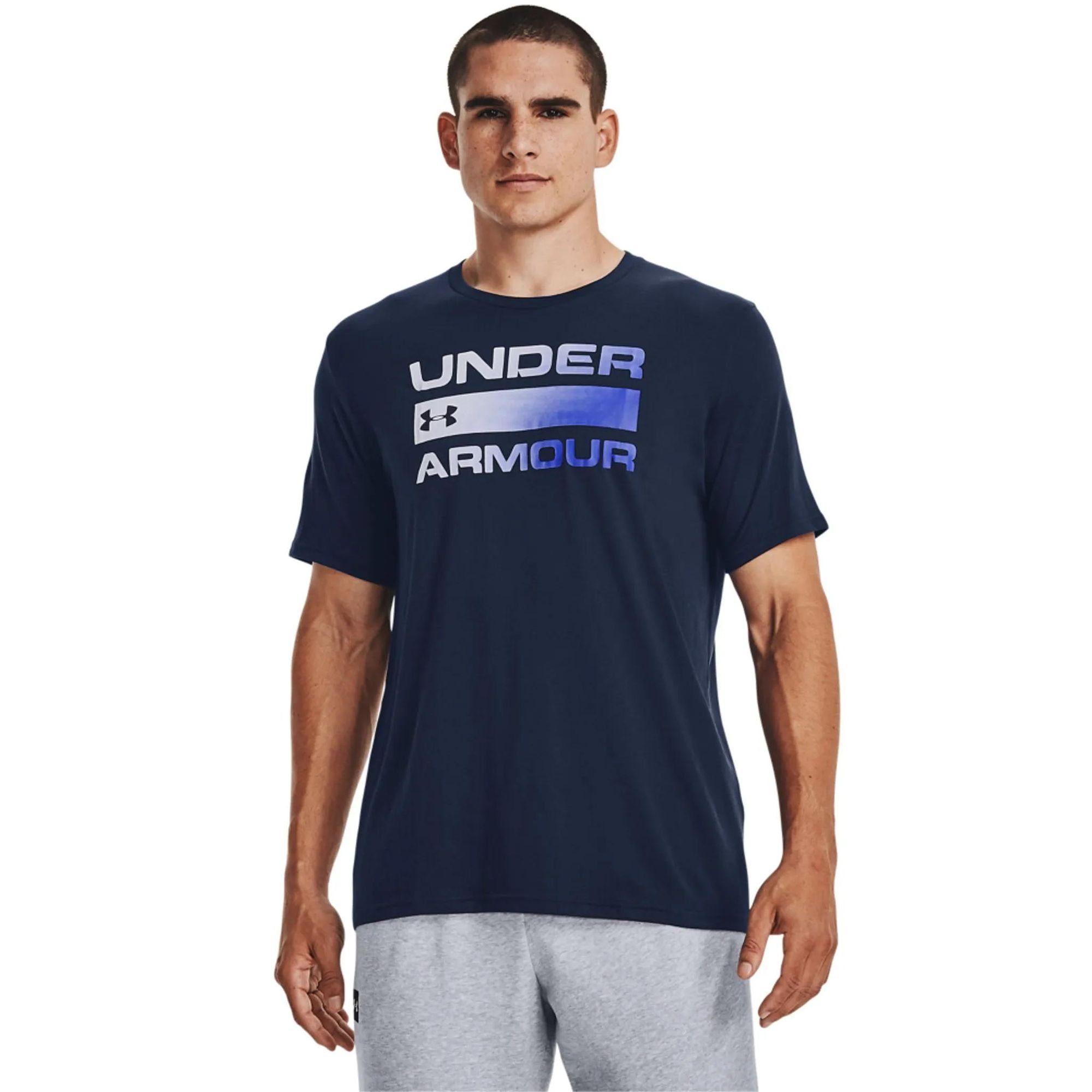 Dunkelblau Issue UA Under Kurzarm-Oberteil Wordmark Armour® T-Shirt Team Herren