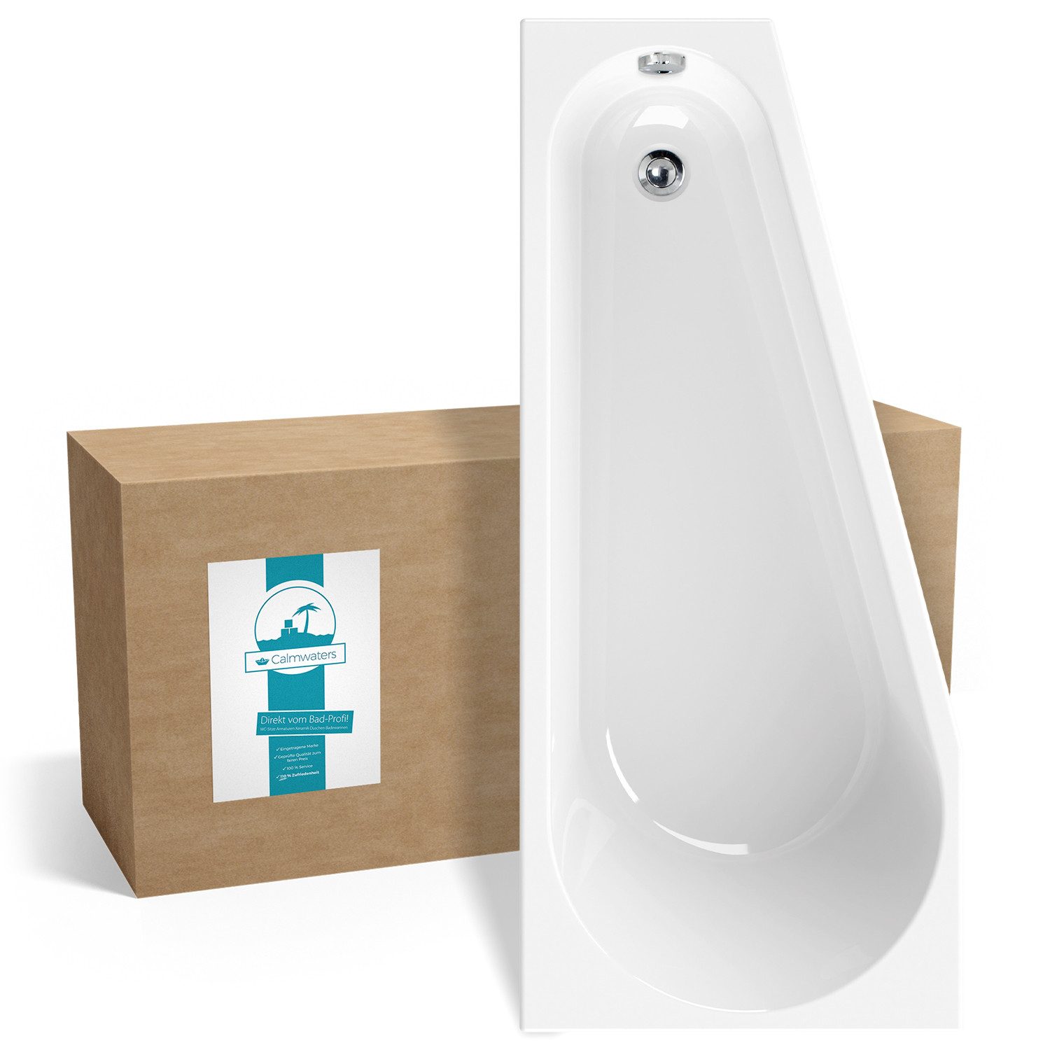 Calmwaters Badewanne Essential Small, Weiß, 160 x 70 cm, Acryl, Raumsparbadewanne, 02SL3329