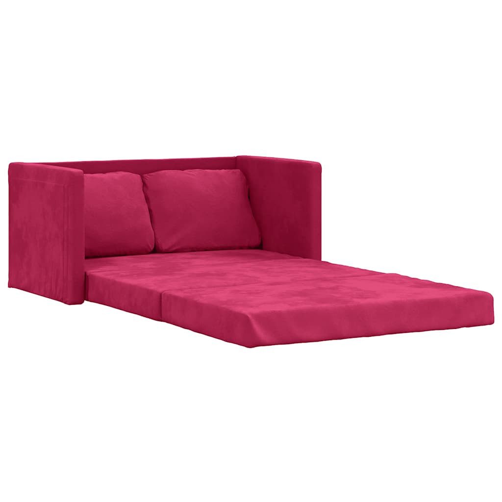 vidaXL Sofa Bodensofa mit Schlaffunktion Weinrot 122x204x55 cm Samt, 1 Teile