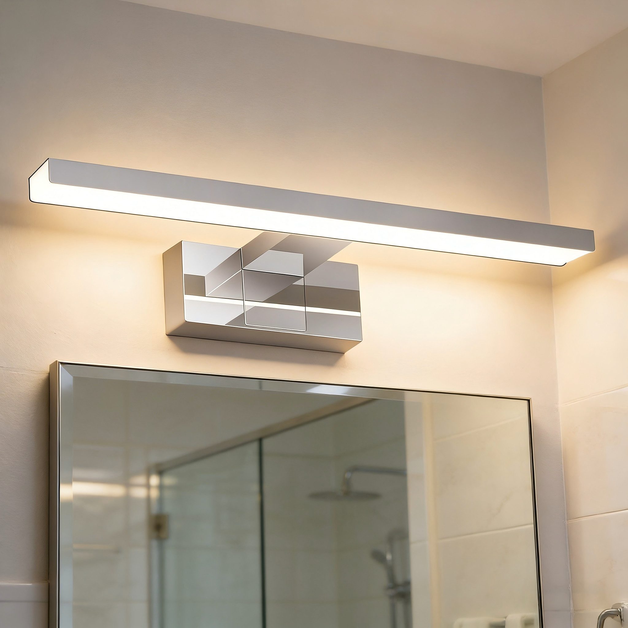 ZMH LED Spiegelleuchte Neutralweiß Spiegellampe - leuchte Chrom Modern, Augenschutz, LED fest integriert, Neutralweiß, Modern Neutralweiß 4000K lampe Wandmontage für Keller