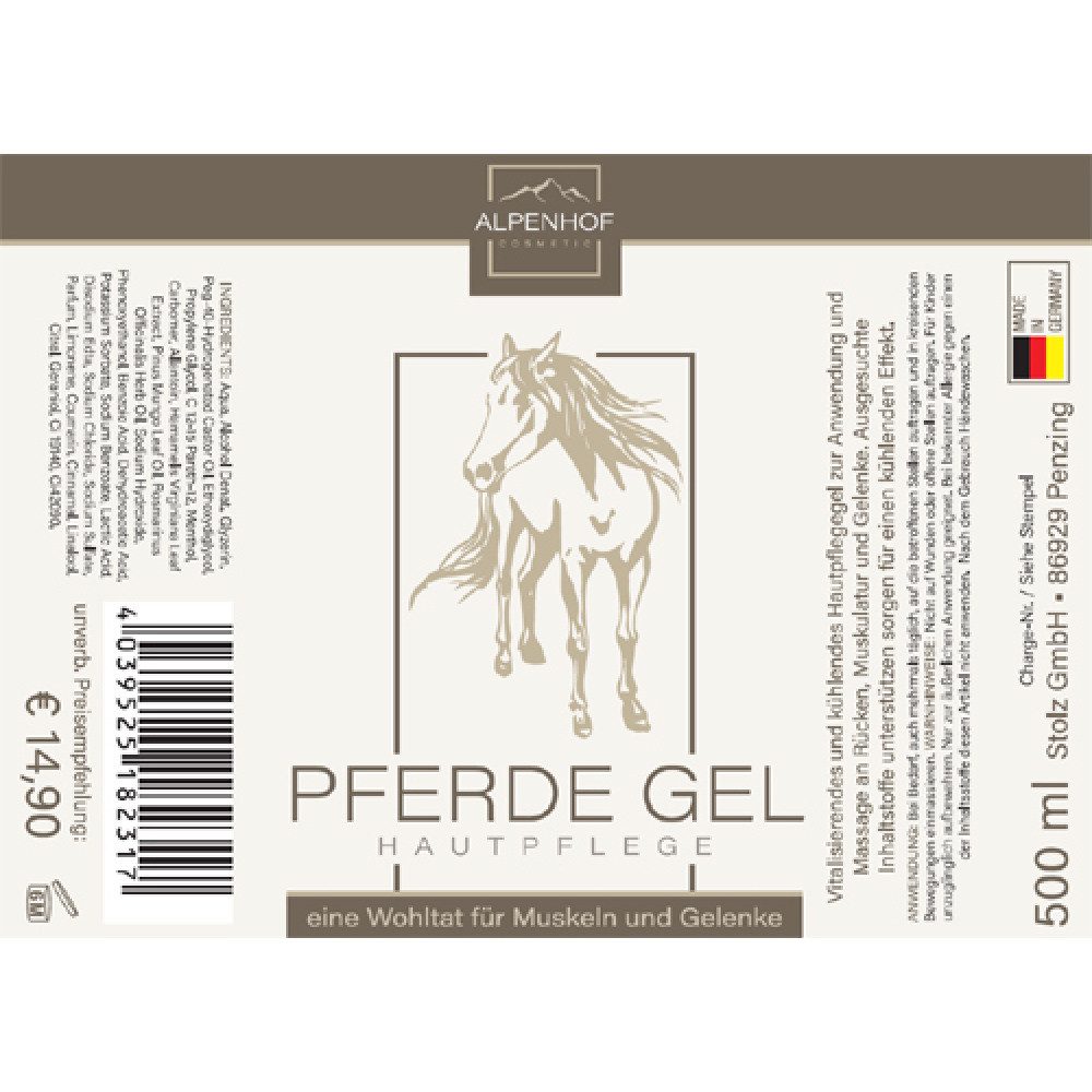 ALPENHOF Feuchtigkeitscreme Alpenhof Pferde Gel 500ml, 1-tlg.
