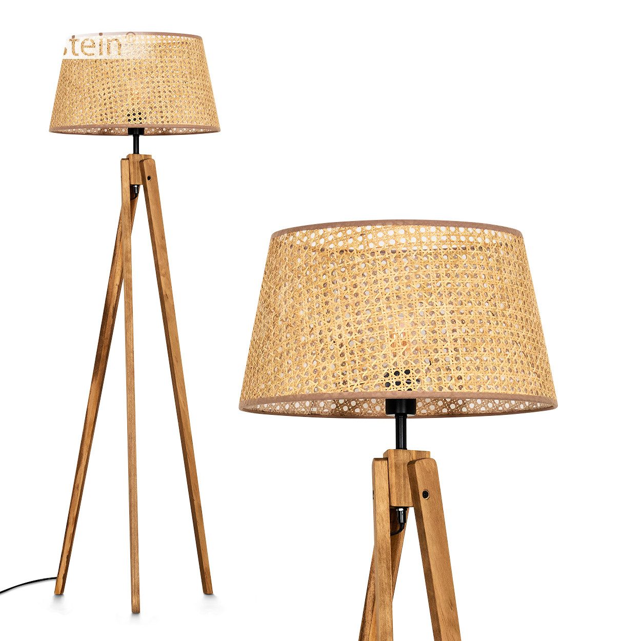 Stehlampe Stehlampe aus Holz/Rattan in Naturfarben/Beige