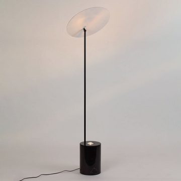 s.luce Stehlampe LED Stehleuchte Plate mit Mamorfuß & Wendereflektor Schwarz/Blattgold, Warmweiß