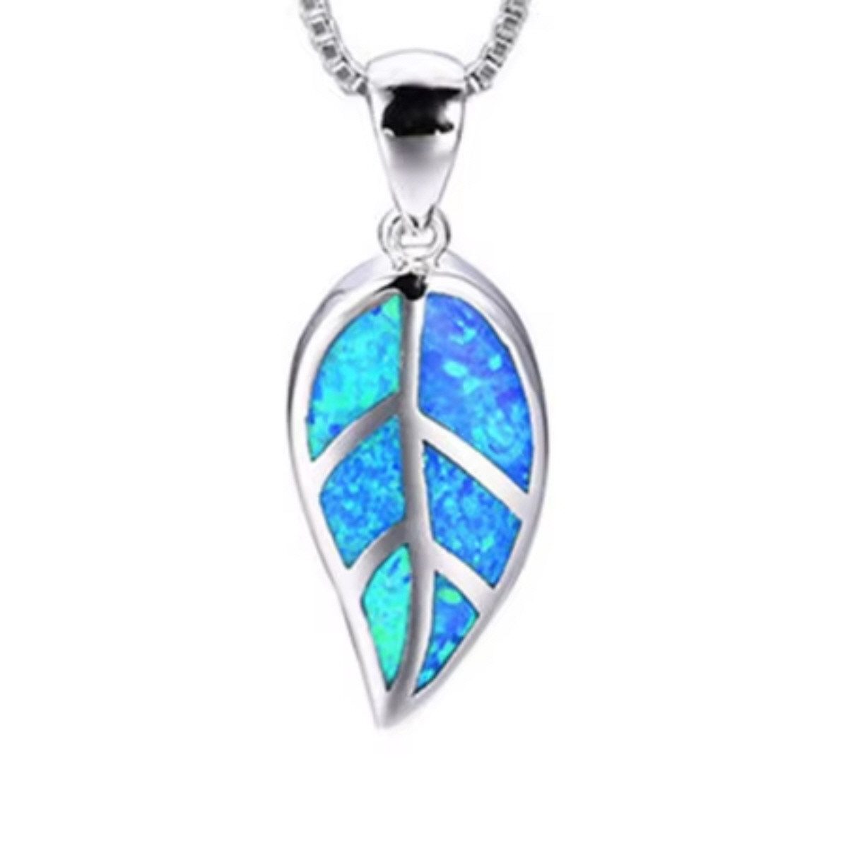 Kette mit Anhänger Halskette Edelstahlkette Venezianerkette mit Blatt-Anhänger