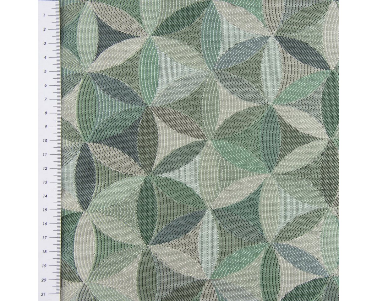Thumbnail - Stoff Möbelstoff Polsterstoff AURA Retro Blumen grün 1,40m Breite