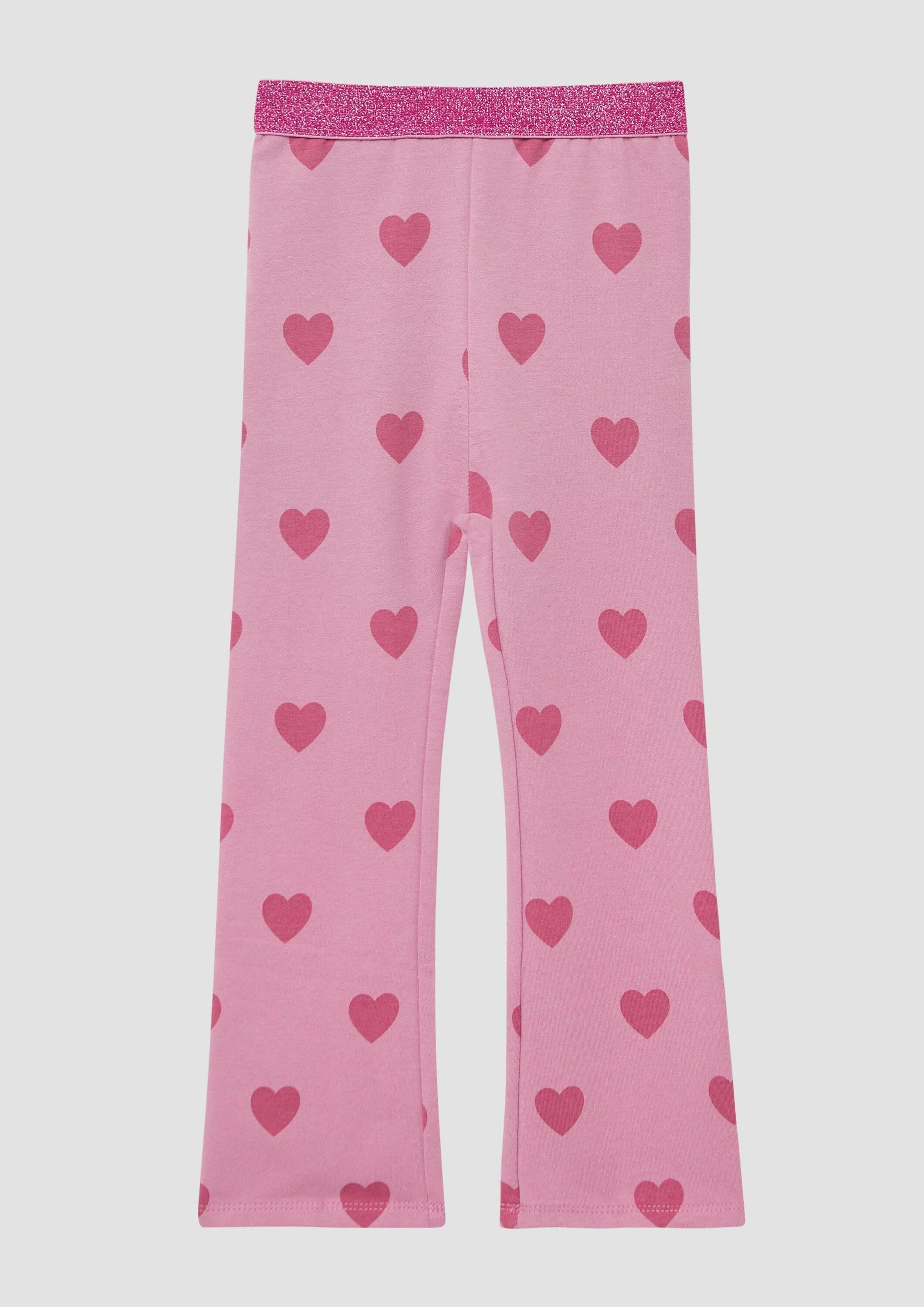 s.Oliver Leggings Leggins Flared-Leggings mit Glitzerbund und Print