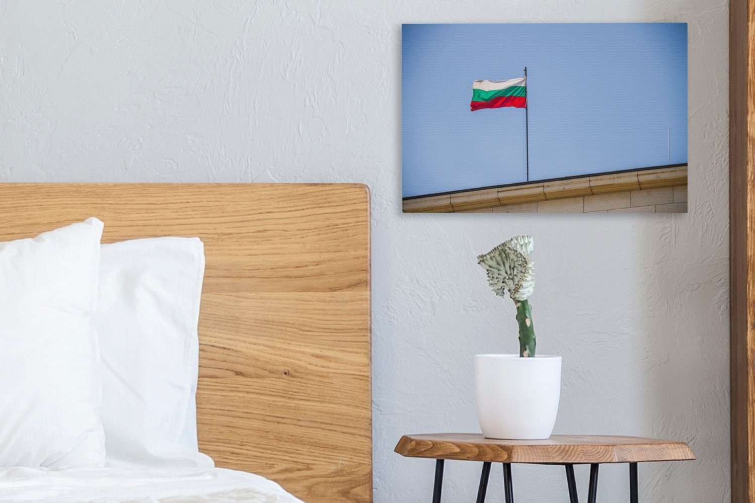 OneMillionCanvasses® von Wanddeko, den (1 Die 30x20 Leinwandbild Flagge Wandbild bulgarische Aufhängefertig, cm Leinwandbilder, Straßen Sofia, auf St),