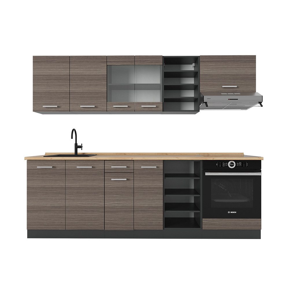 Vicco Küchenzeile R-Line, Edelgrau/Anthrazit, 240 cm günstig online kaufen