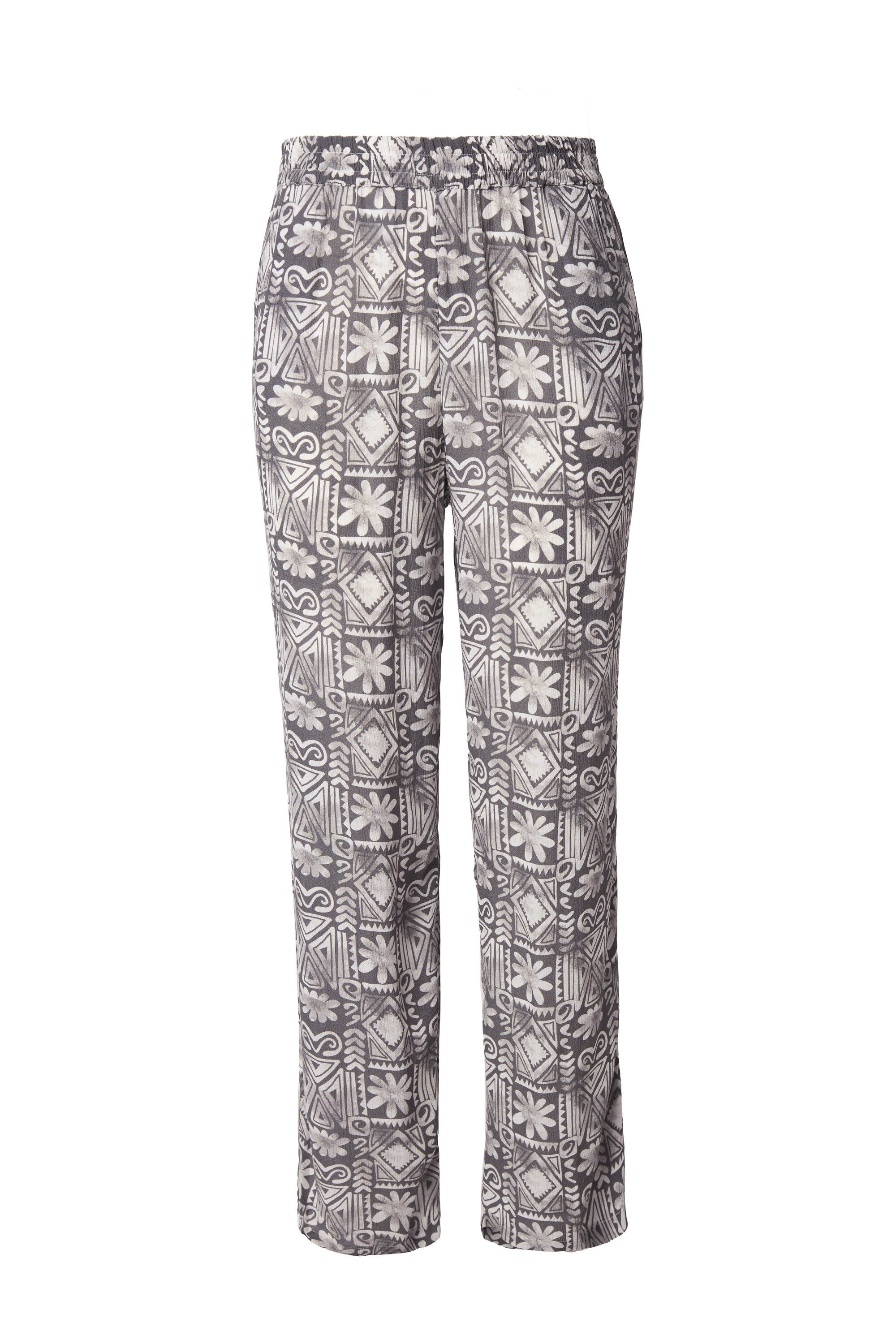 Ulla Popken Schlupfhose Hose Rose bedruckt weites Bein Elastikbund günstig online kaufen