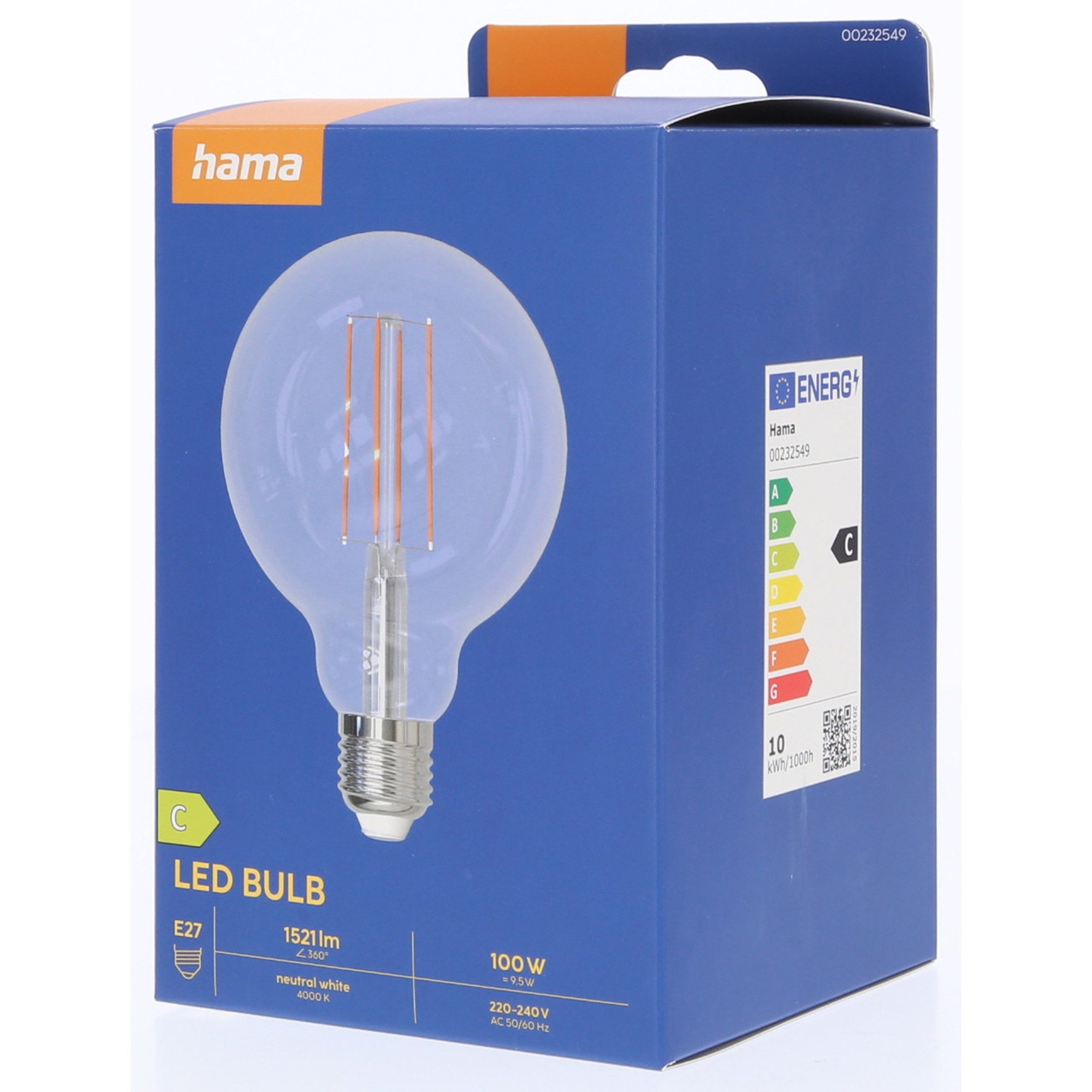 Hama LED-Leuchtmittel 9,5W (100W), E27, 1521lm, Neutralweiß, Globe, E27, 1 St., Warmweiß