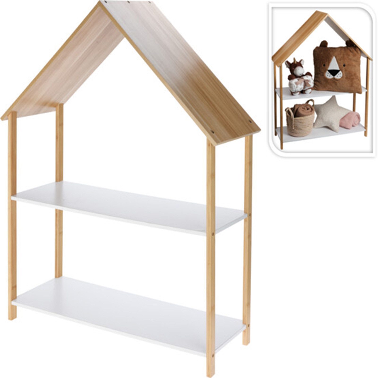 Koopman Kinderregal Spielzeugregal Haus 108x80 cm Regal, 1-tlg., Bambus, 2 günstig online kaufen