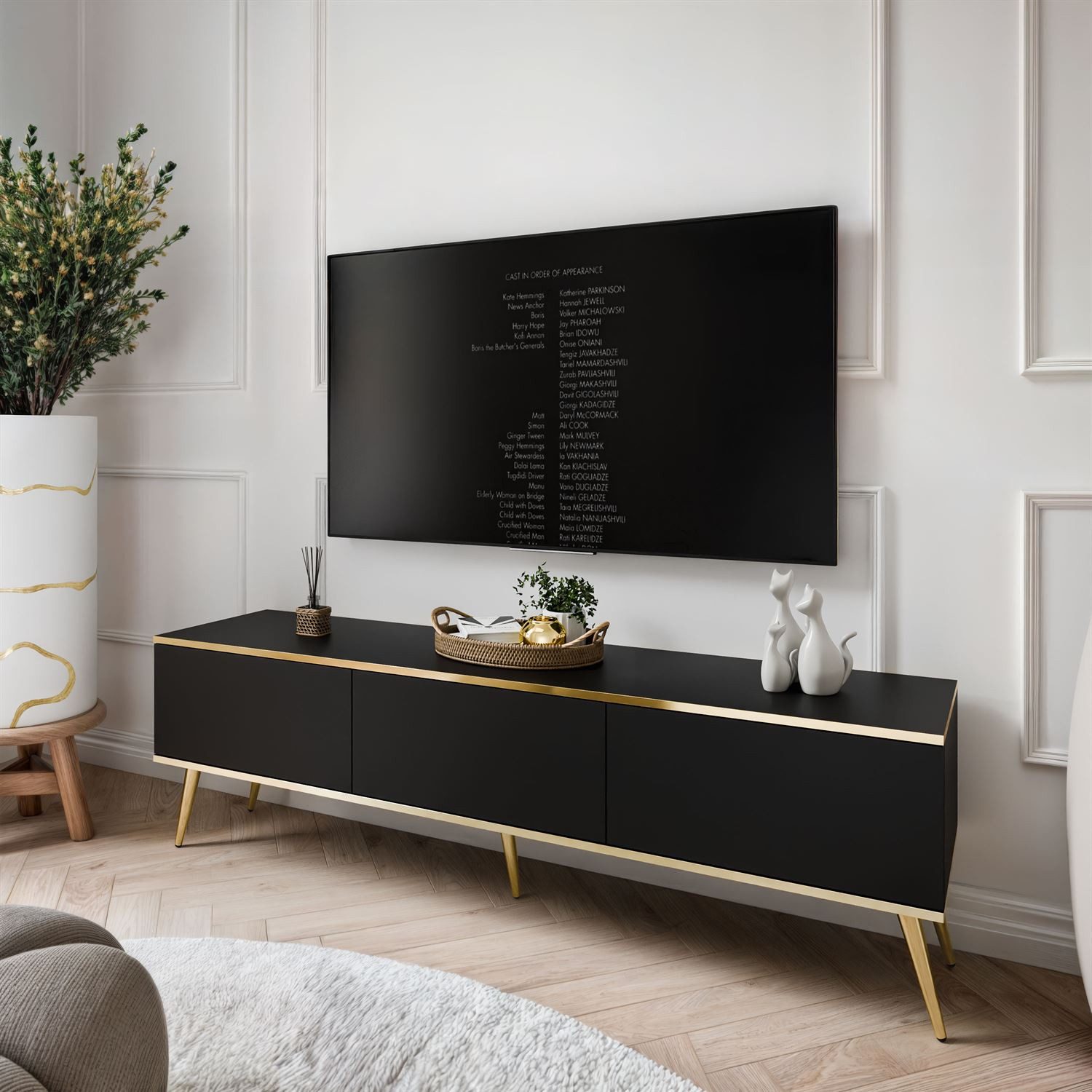 Lookway TV-Schrank OXFORD III 175 cm auf goldenen Füßen Breite: 175 cm
