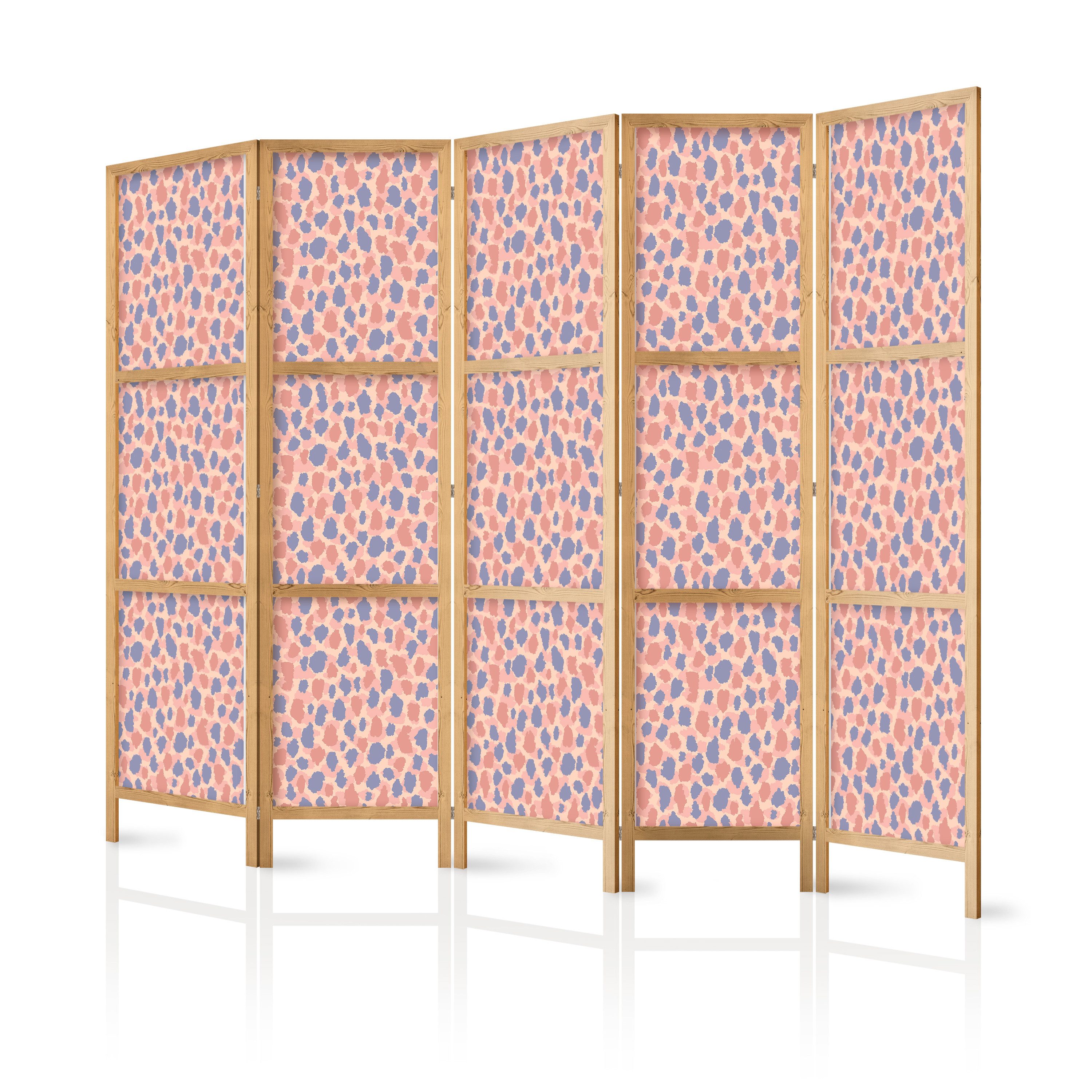 Muralo Paravent 5-teilig Japanischer Paravent klappbar Bunte Punkte Flecken Boho-Stil (Packung, 1 St., 225x172 cm), Für das Wohnzimmer, das Schlafzimmer
