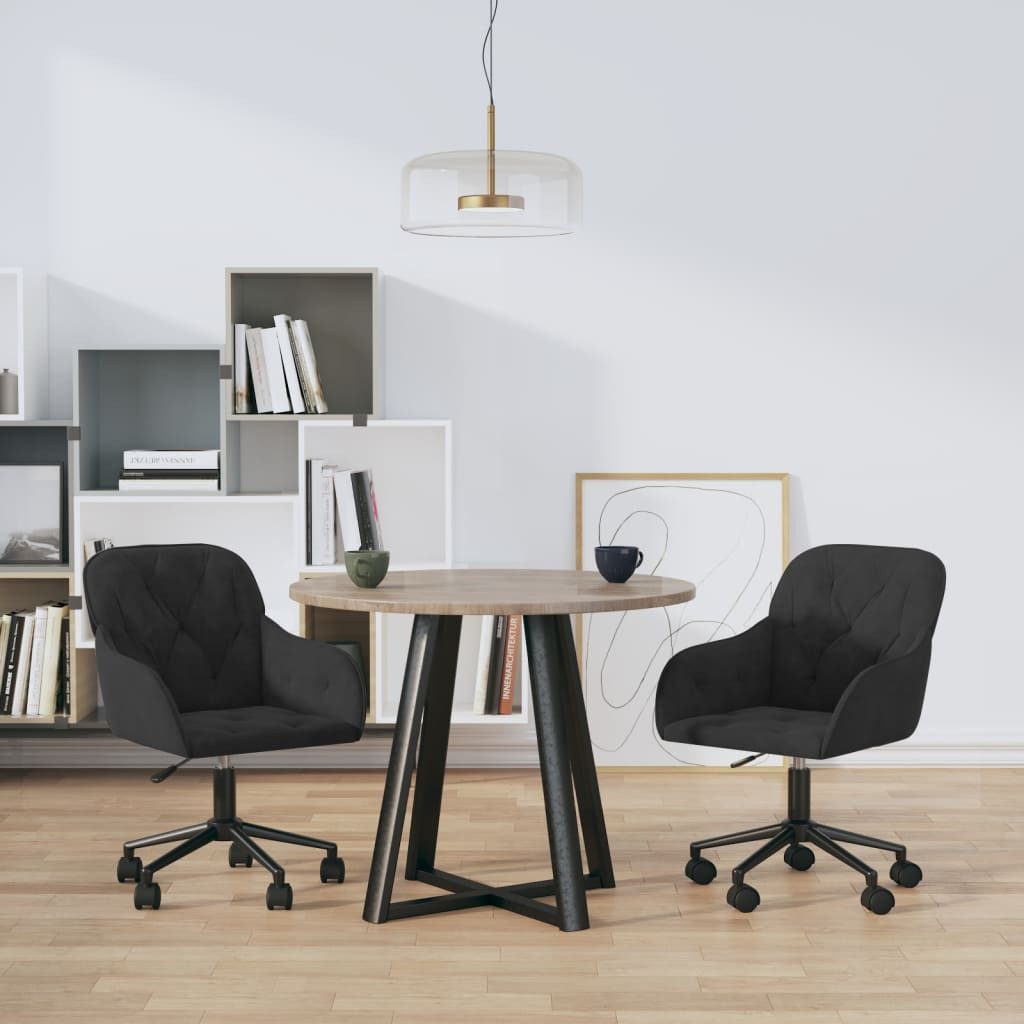 Esszimmerstuhl Samt Schwarz 56x61x(78-86) cm mit Metallgestell