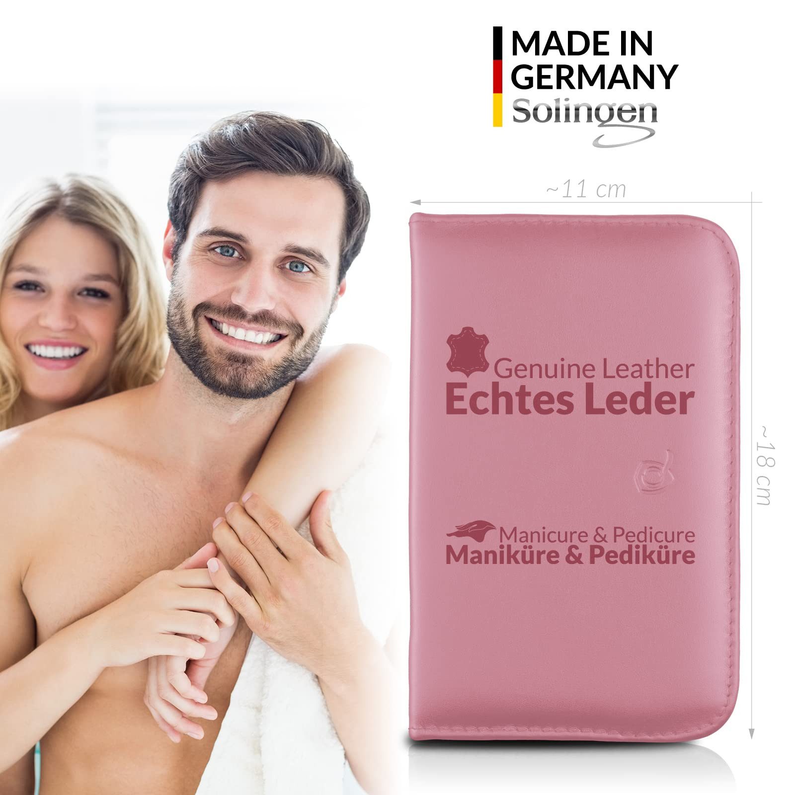 marQus Maniküre-Pediküre-Set 12 Teile in Echt Leder Etui handlich und weich, 12-tlg., Komplett Kit mit allem für die Hand- und Fußpflege, Nagelset