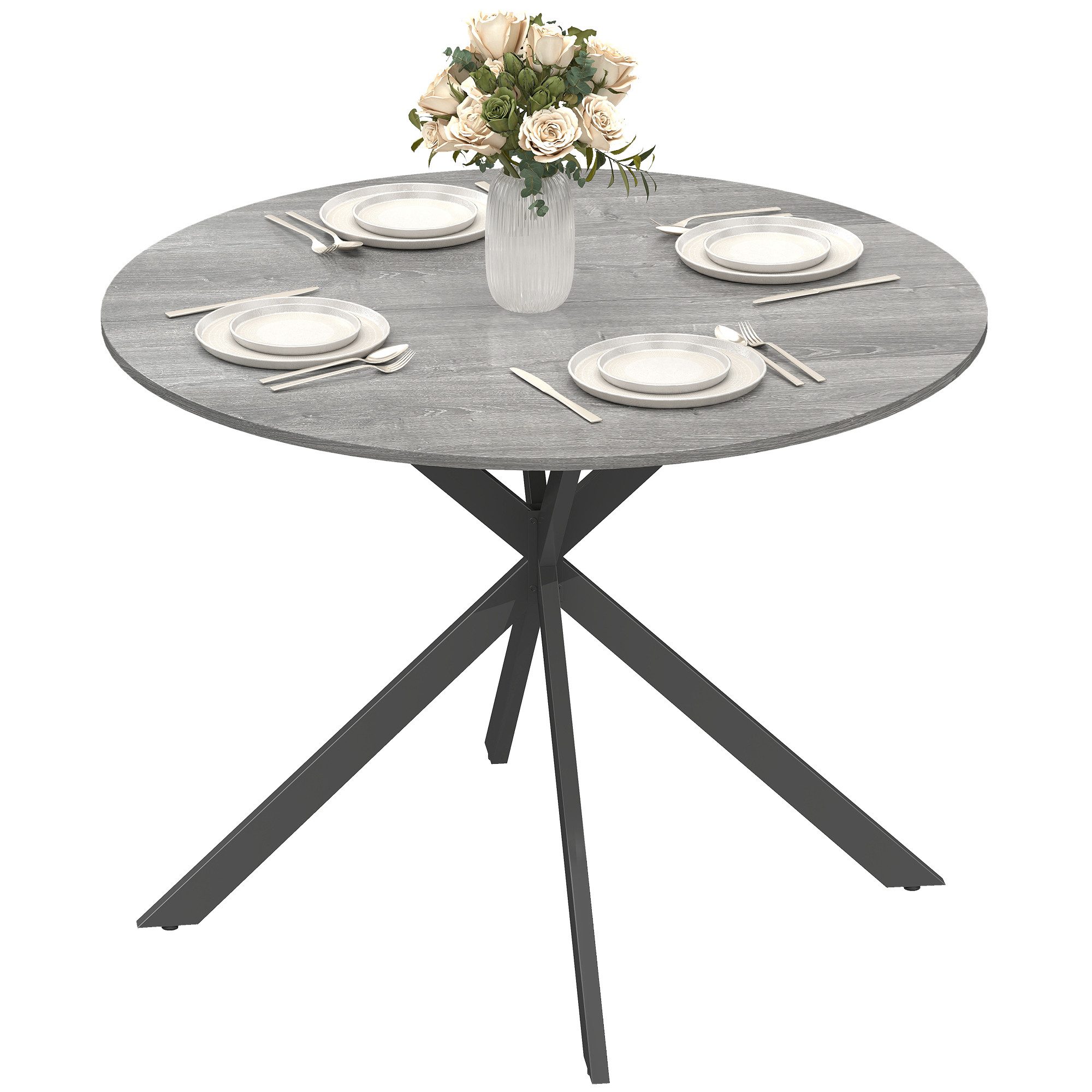 HOMCOM Esstisch (für Esszimmer, Küche, Wohnzimmer, 1-St., rund, 100 x 100 x günstig online kaufen