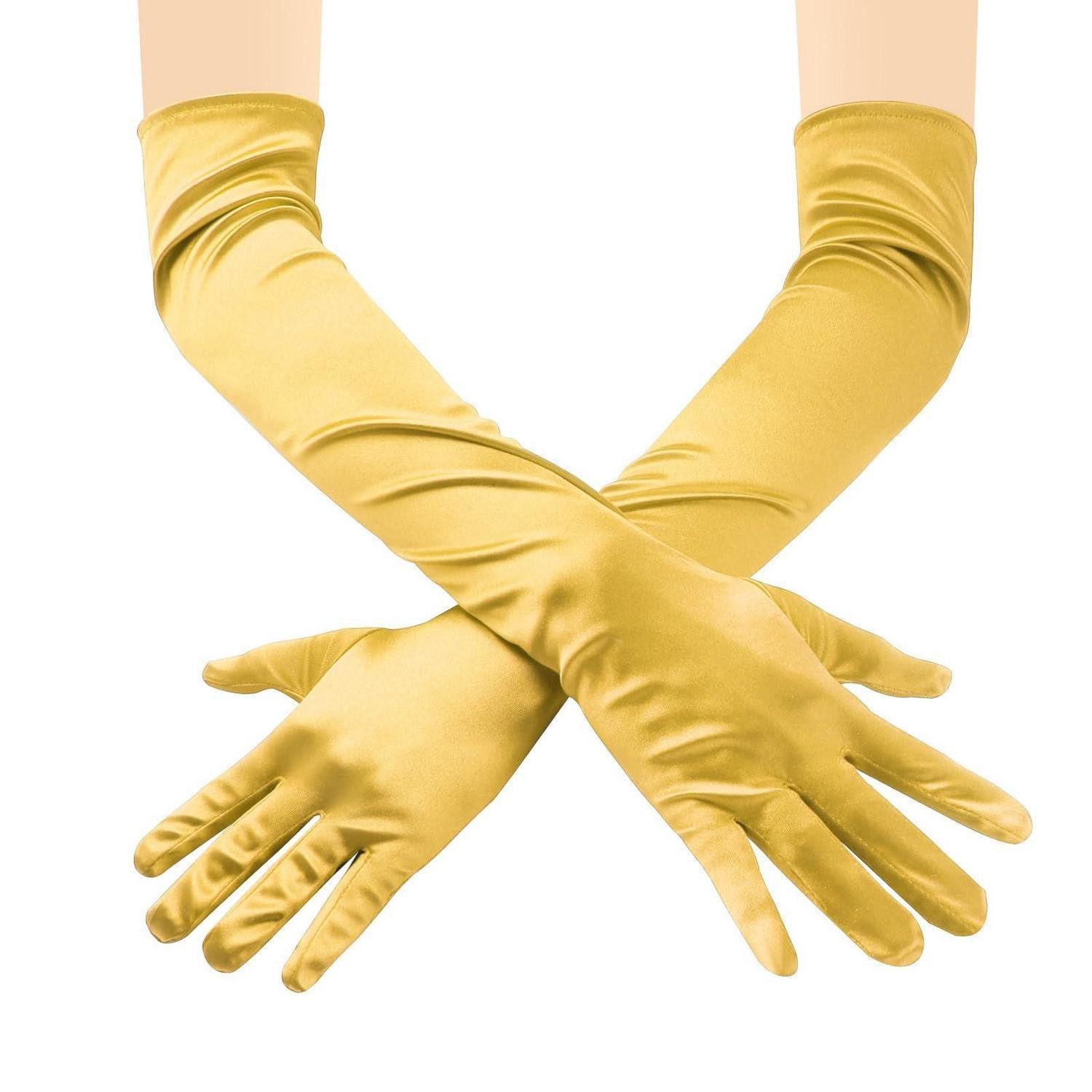 LuxusKollektion Abendhandschuhe Handschuhe Lang Satin Elegant Gold (1-St)