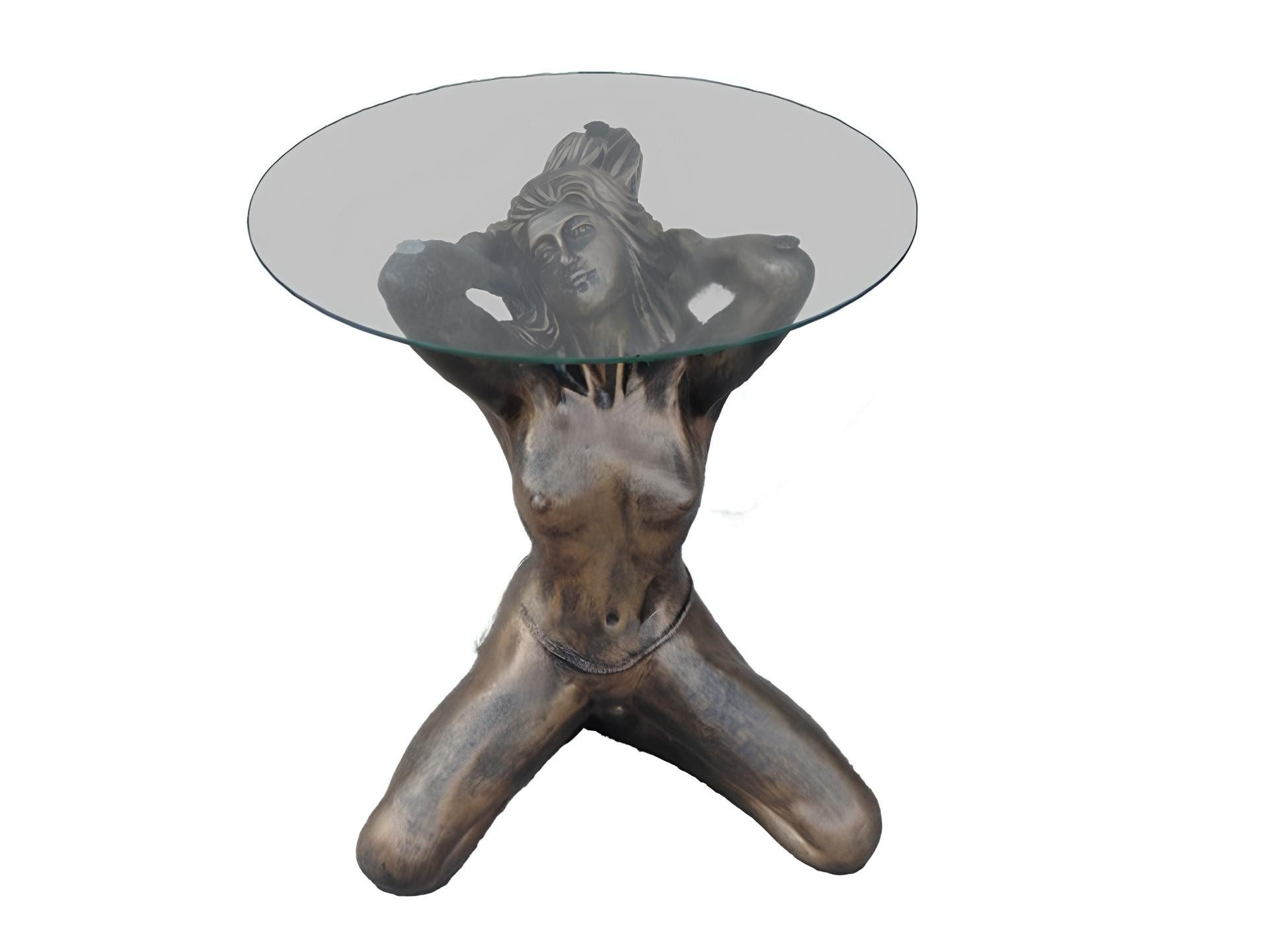 Couchtisch Glasfigur Frau als Tischskulptur in elegantem Design